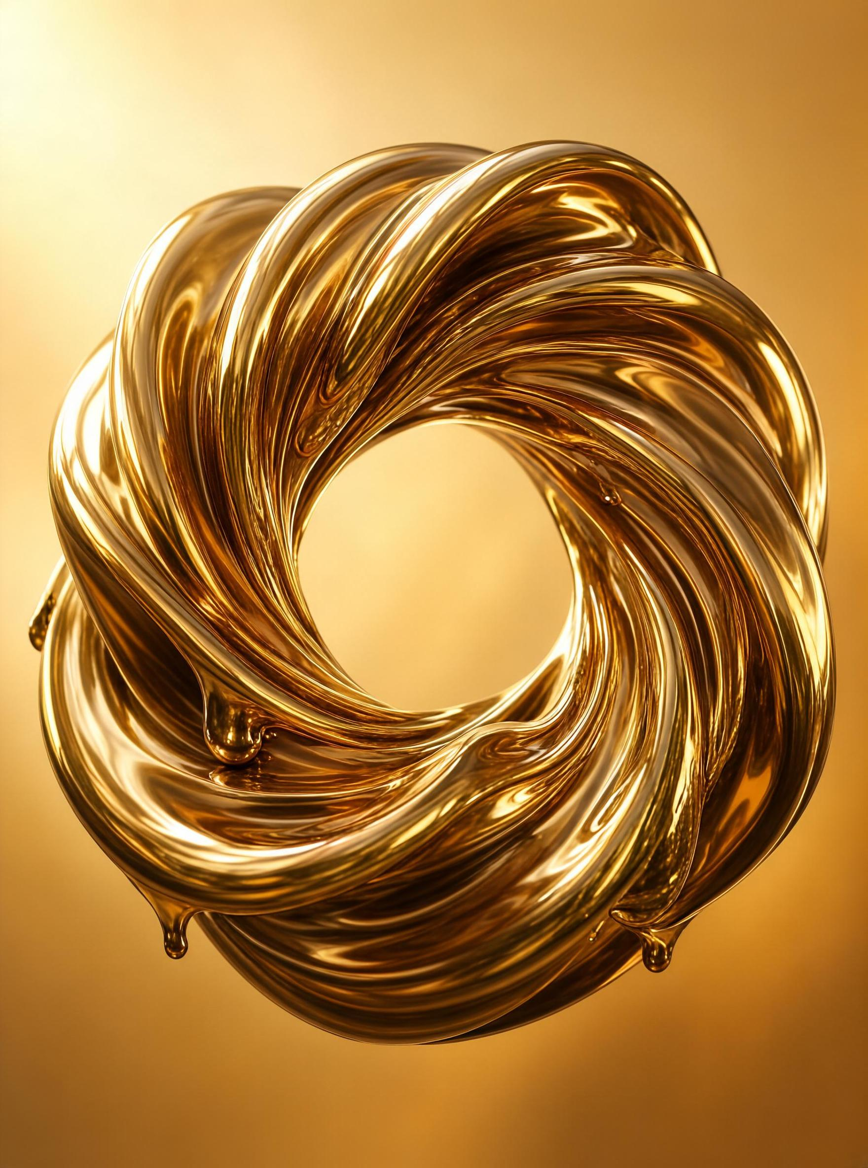 Abstract Golden Liquid Metal