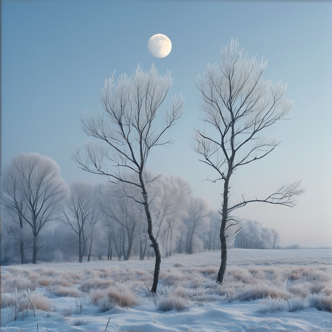 Frosty Moonlit Winter Scene