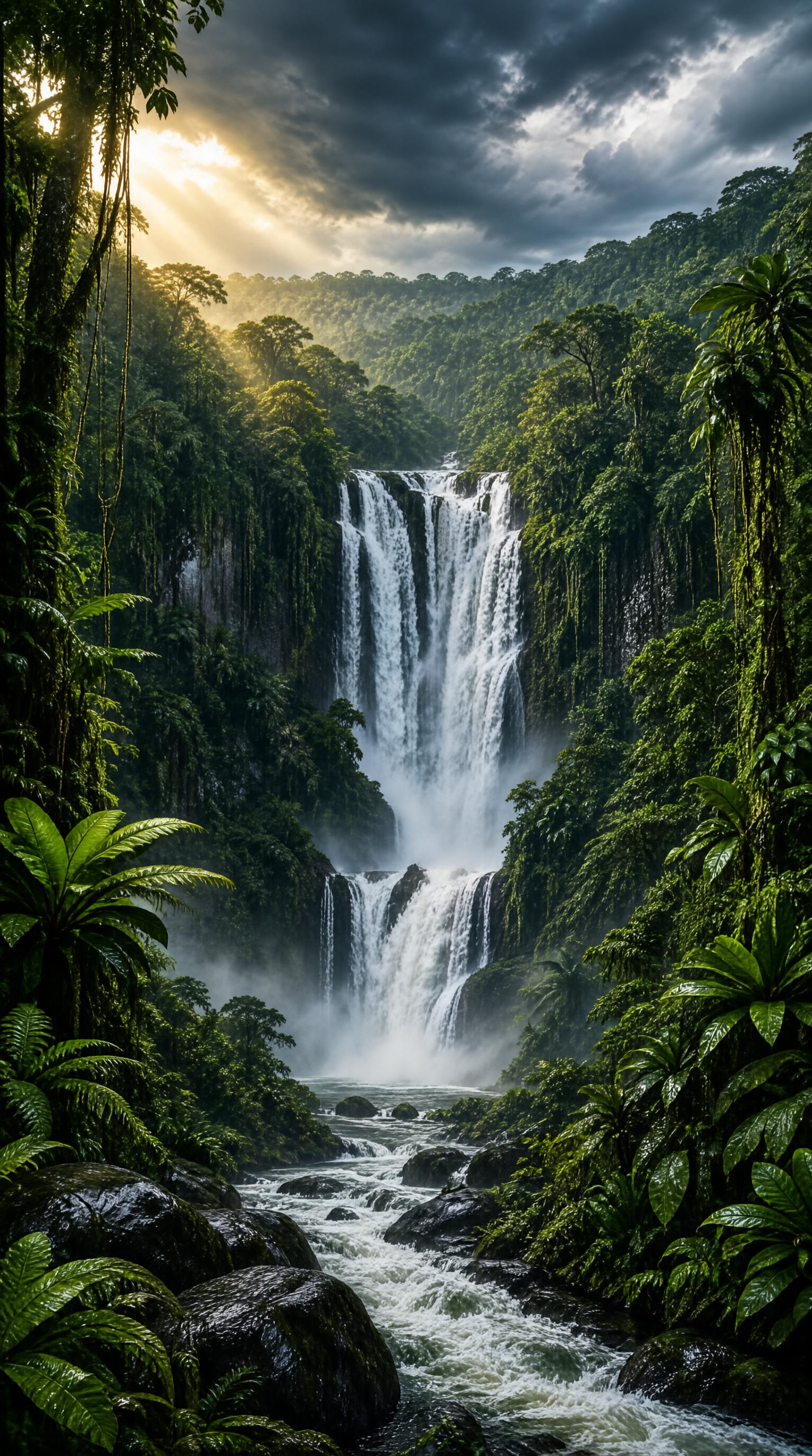 Waterfall in Tropical Jungle