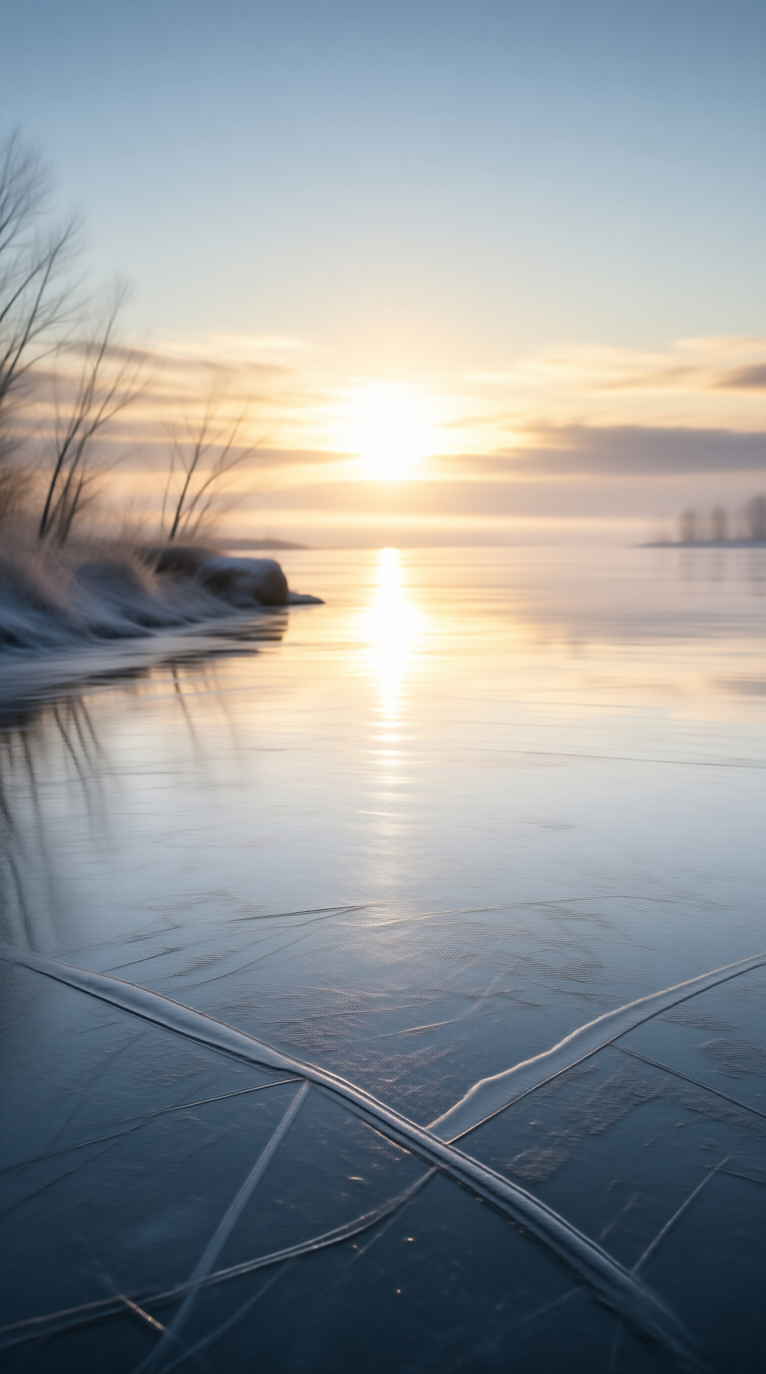 Sunrise over Frozen Lake