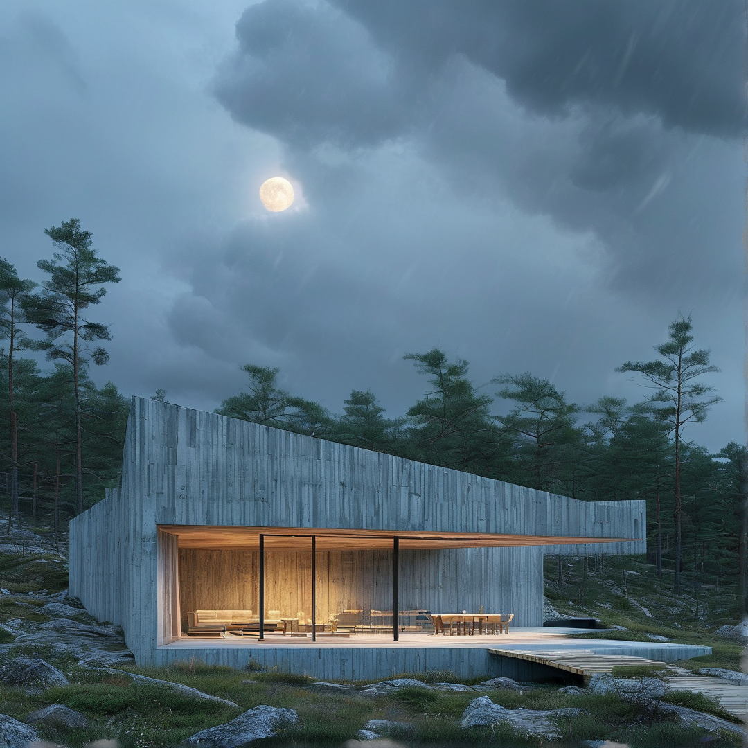 Moonlit Concrete Shelter