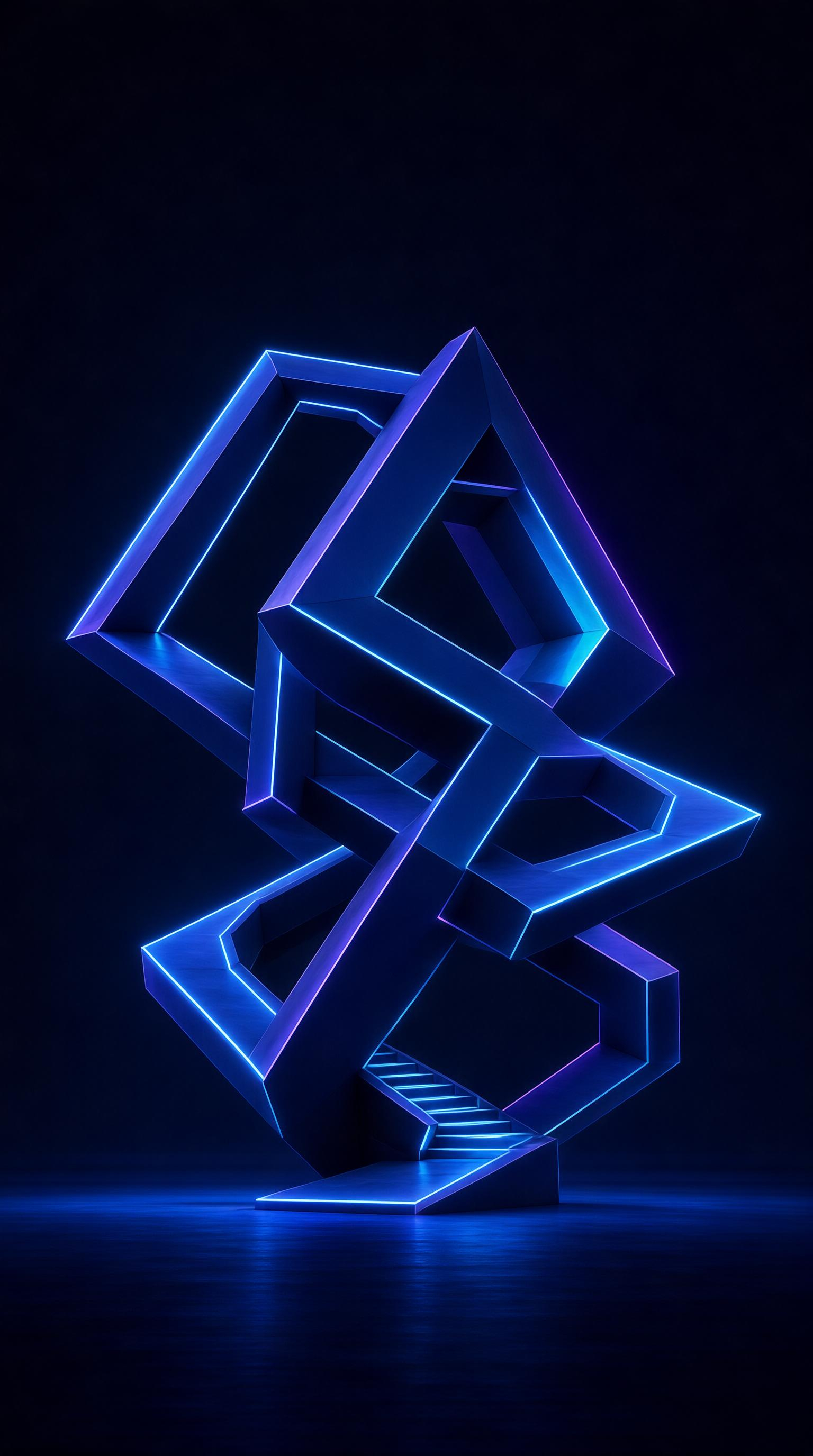 Neon Geometric Sculpture