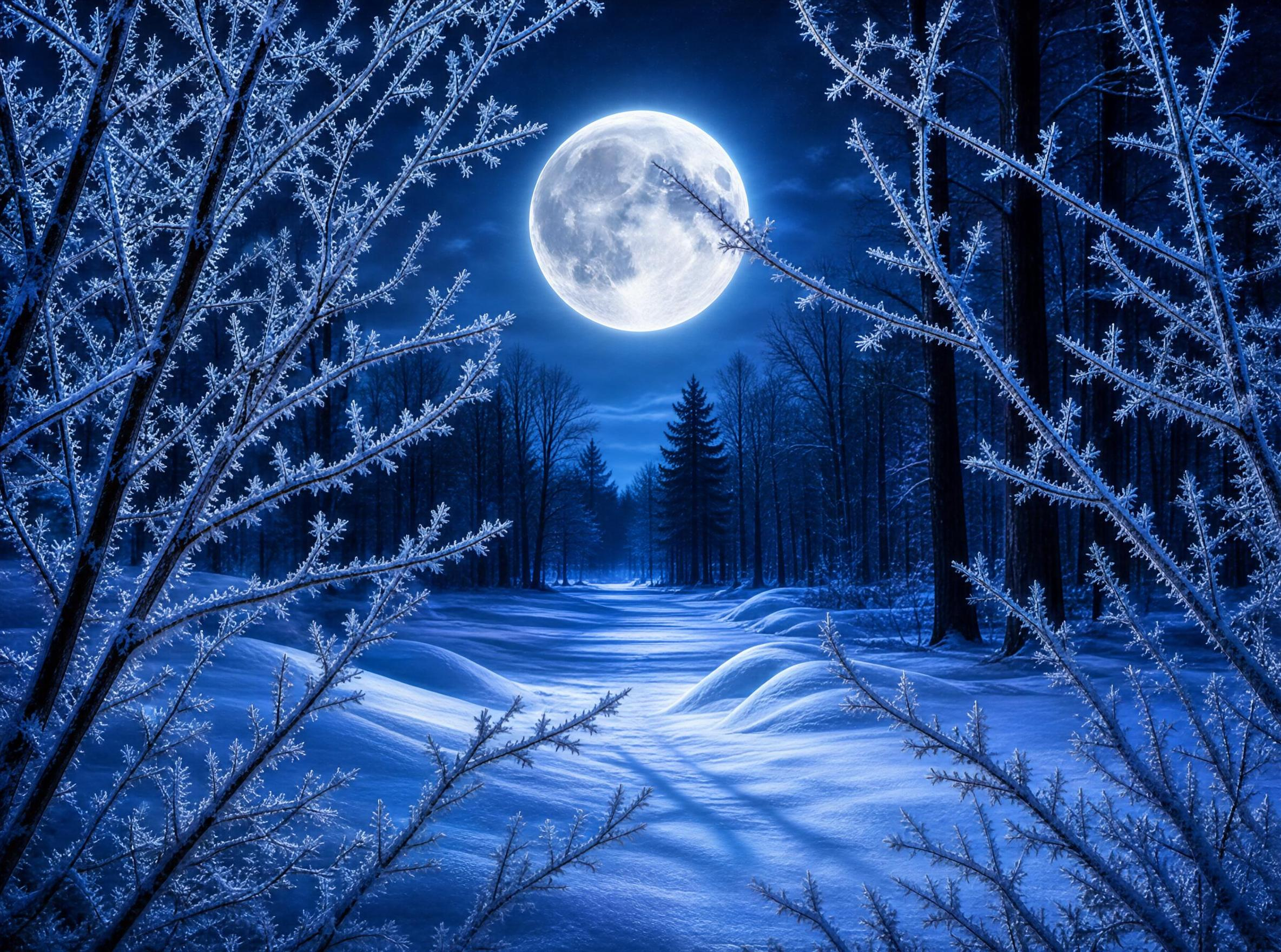 Moonlit Winter Forest