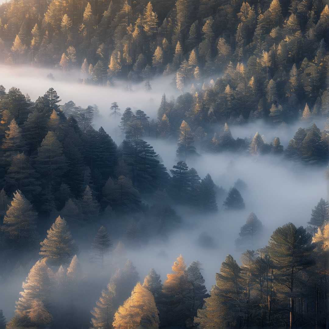 Misty Forest at Sunrise