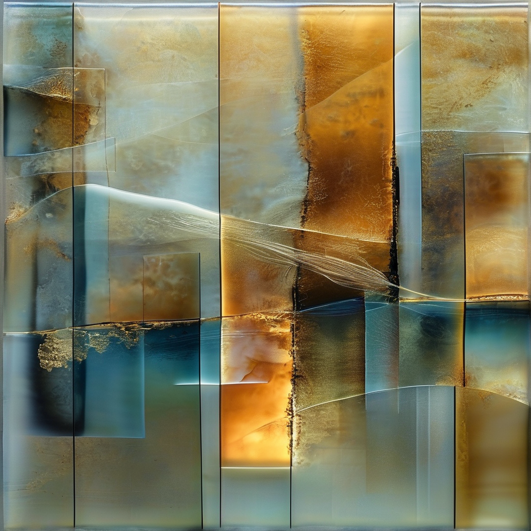 Abstract Gold and Blue Panels