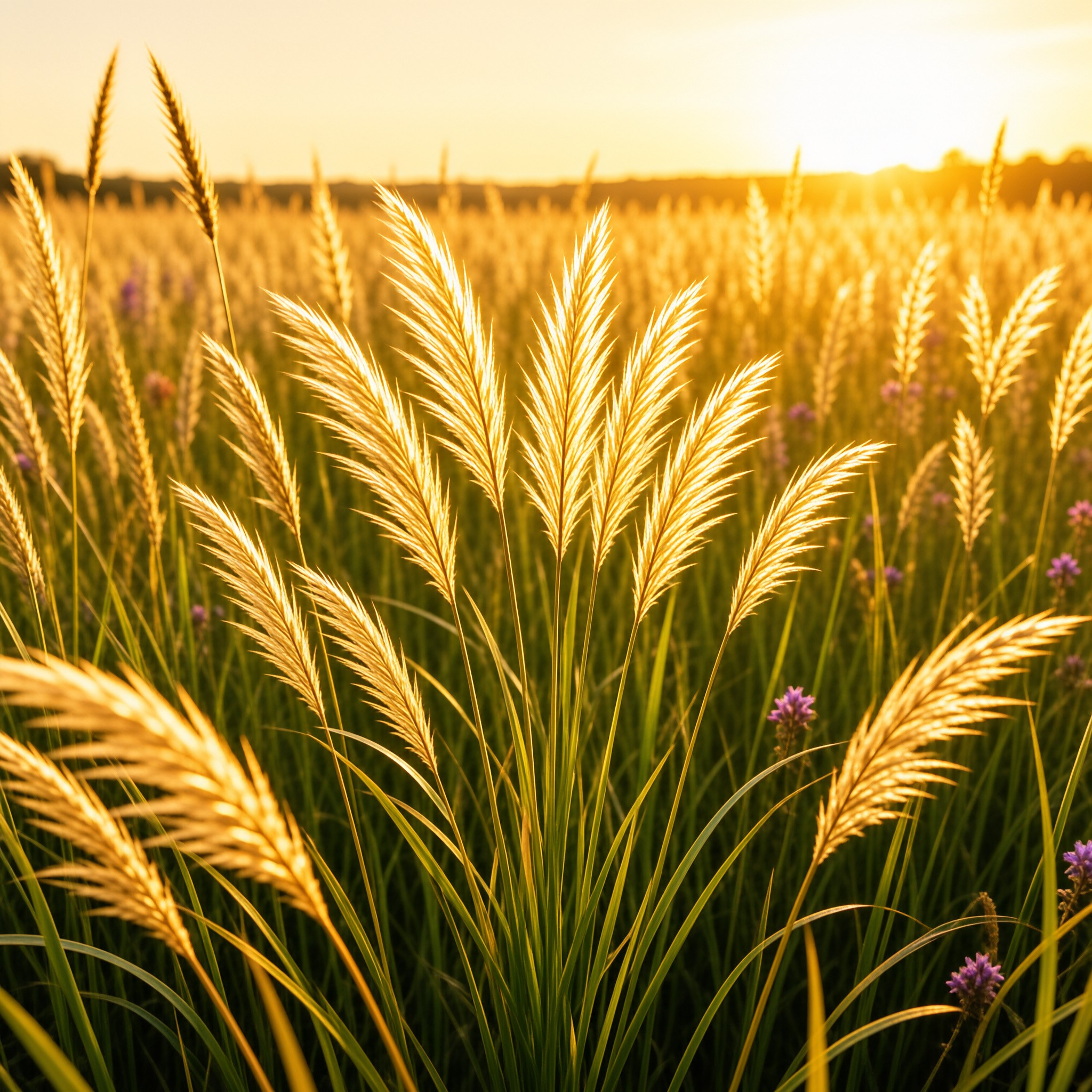 Golden Grass Field at Sunset