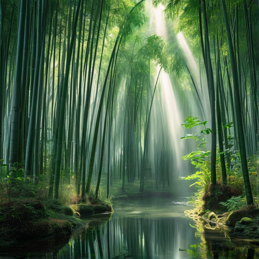 Sunlit Bamboo Forest