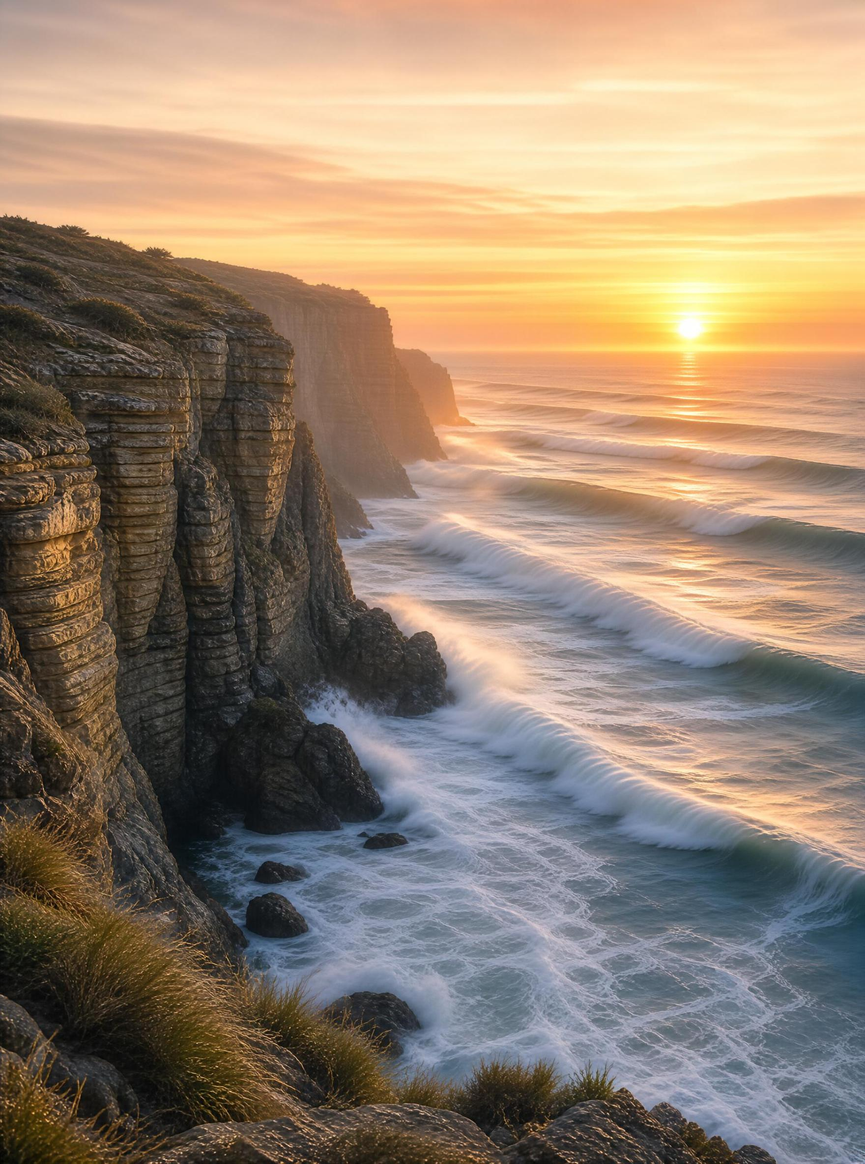Coastal Cliffs at Sunset