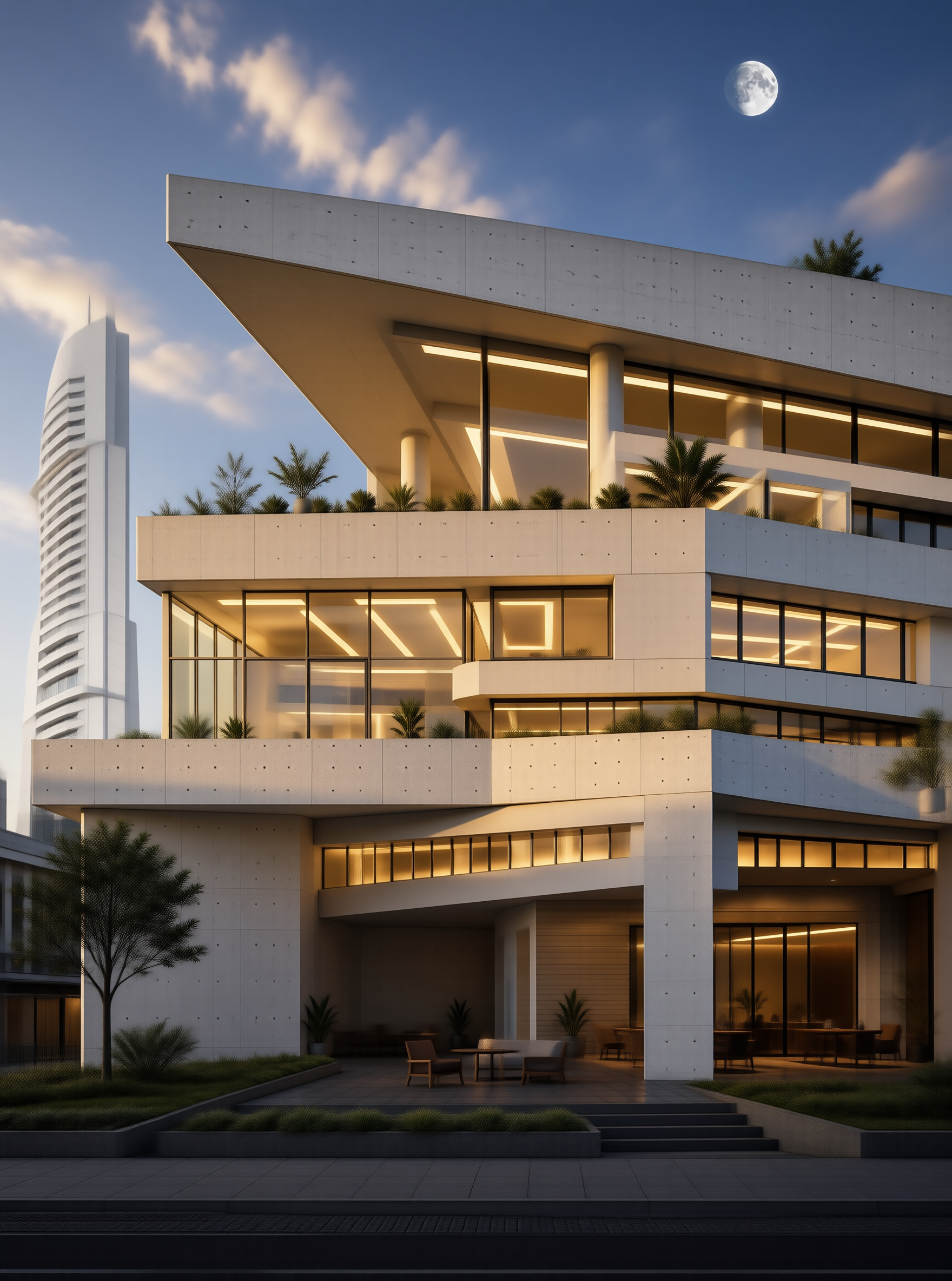 Modern Building at Dusk