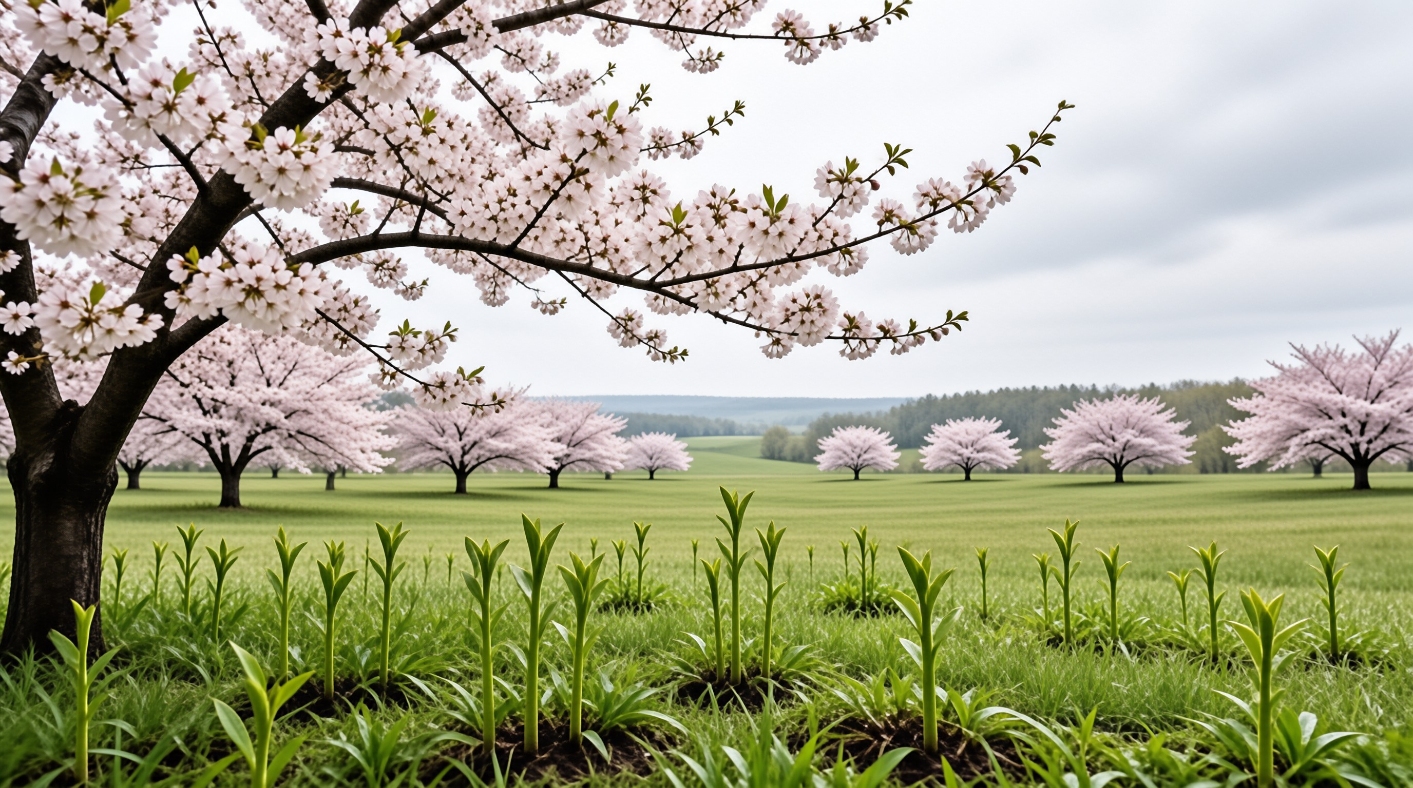 Spring Cherry Blossom Field