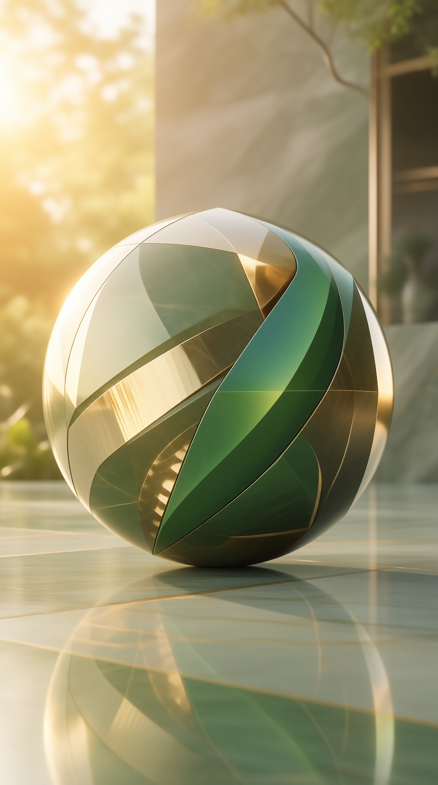 Golden Green Reflective Sphere