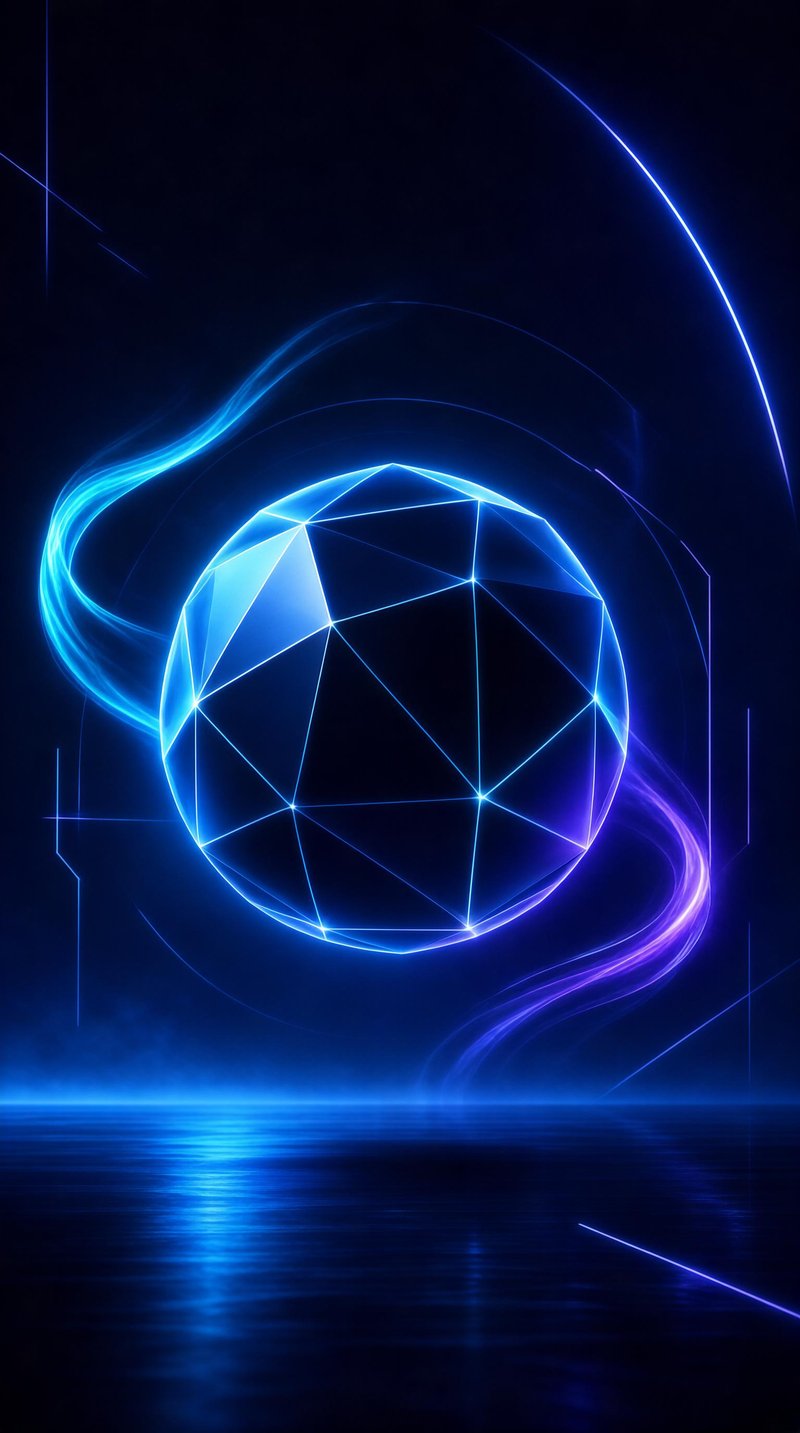 Futuristic Blue Geometric Sphere