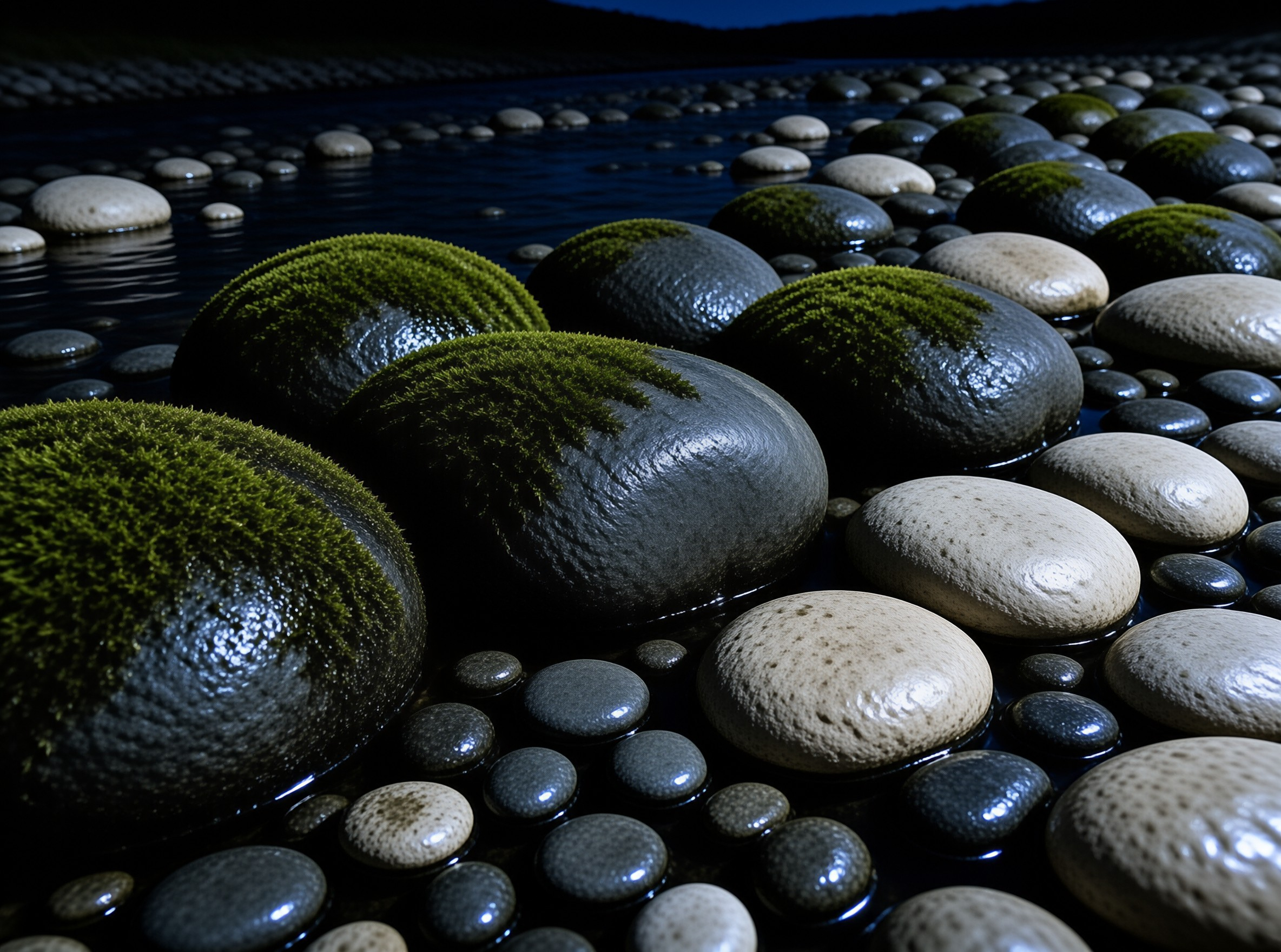 Mossy River Stones
