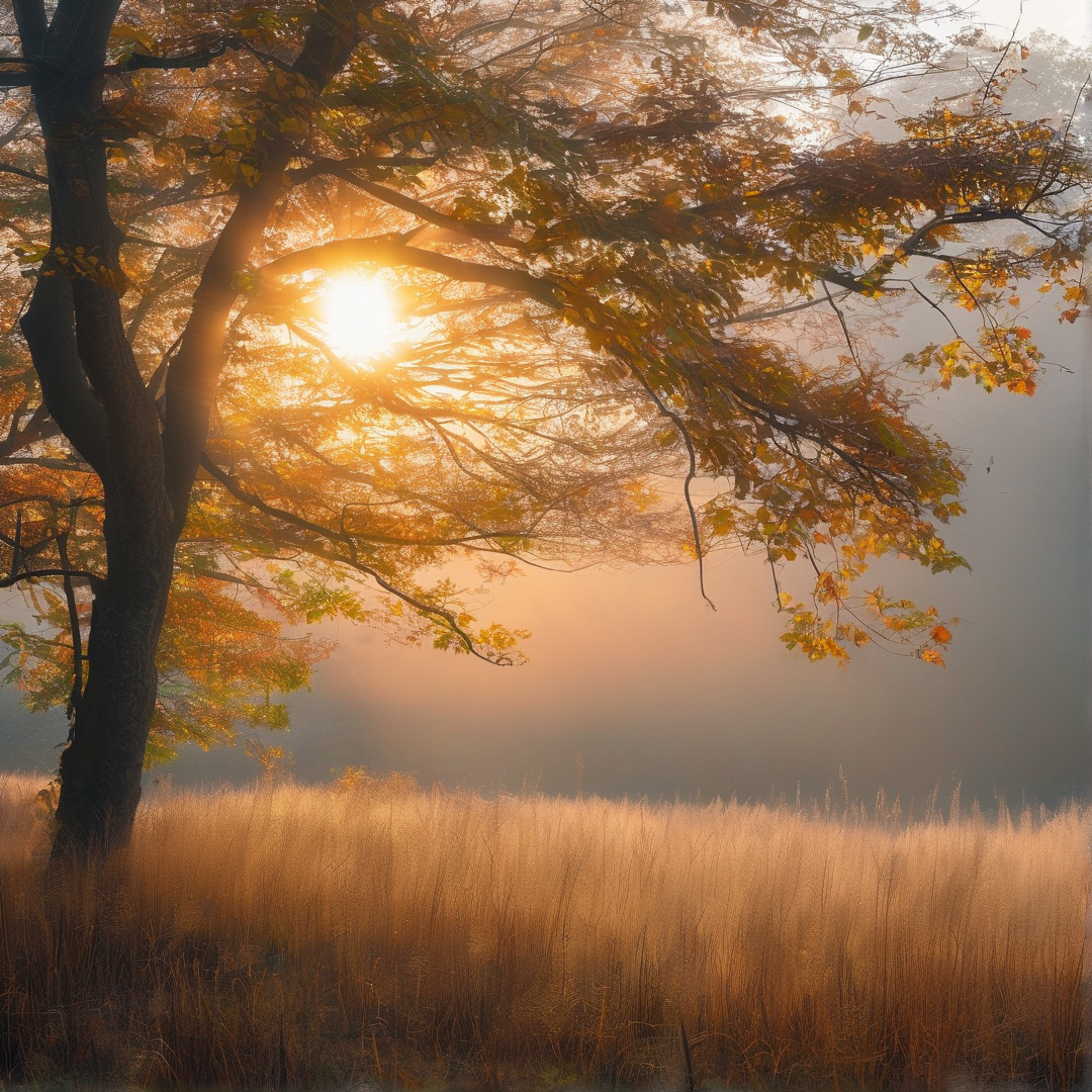 Sunlit Autumn Tree