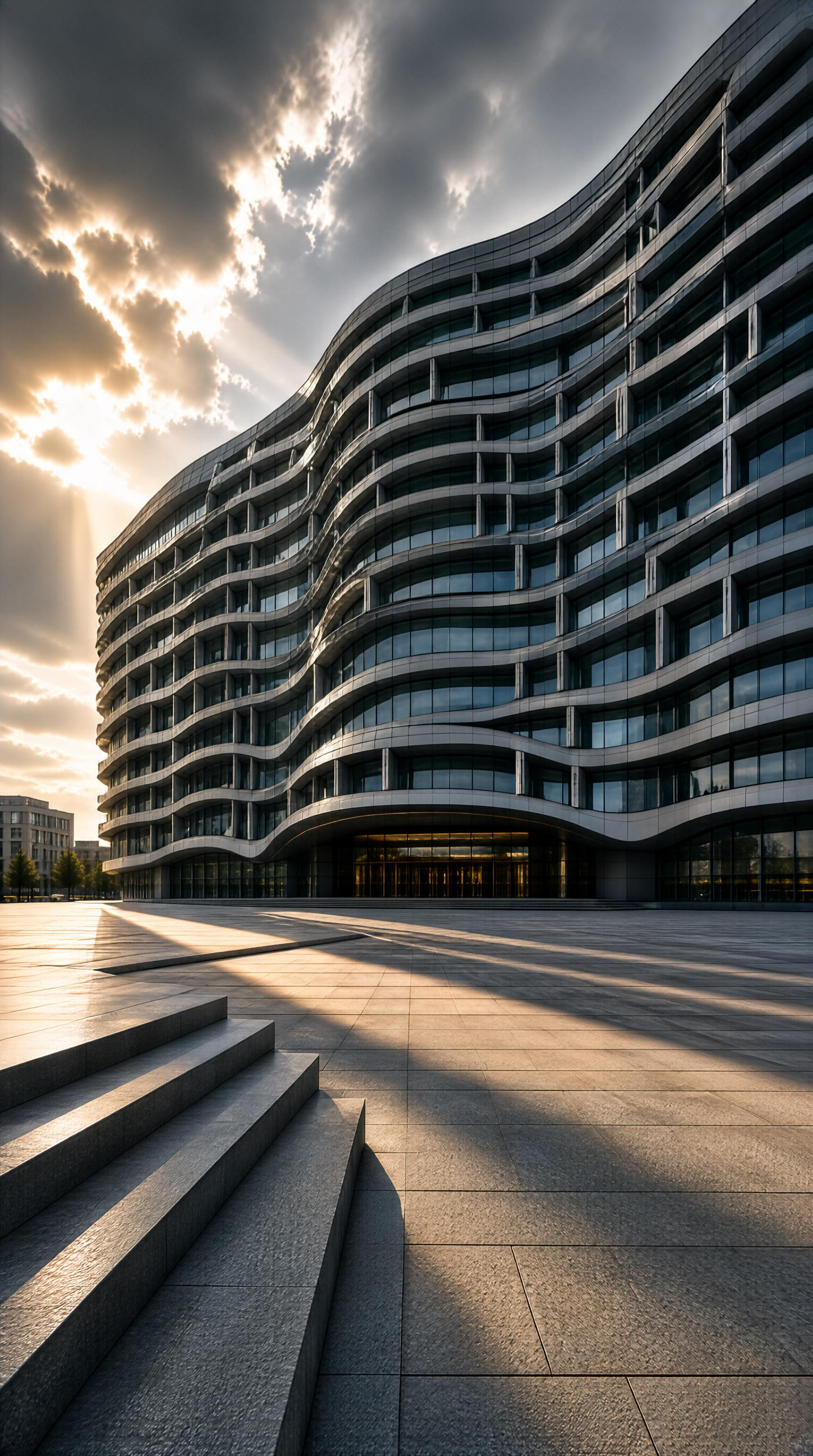 Modern Building at Sunset
