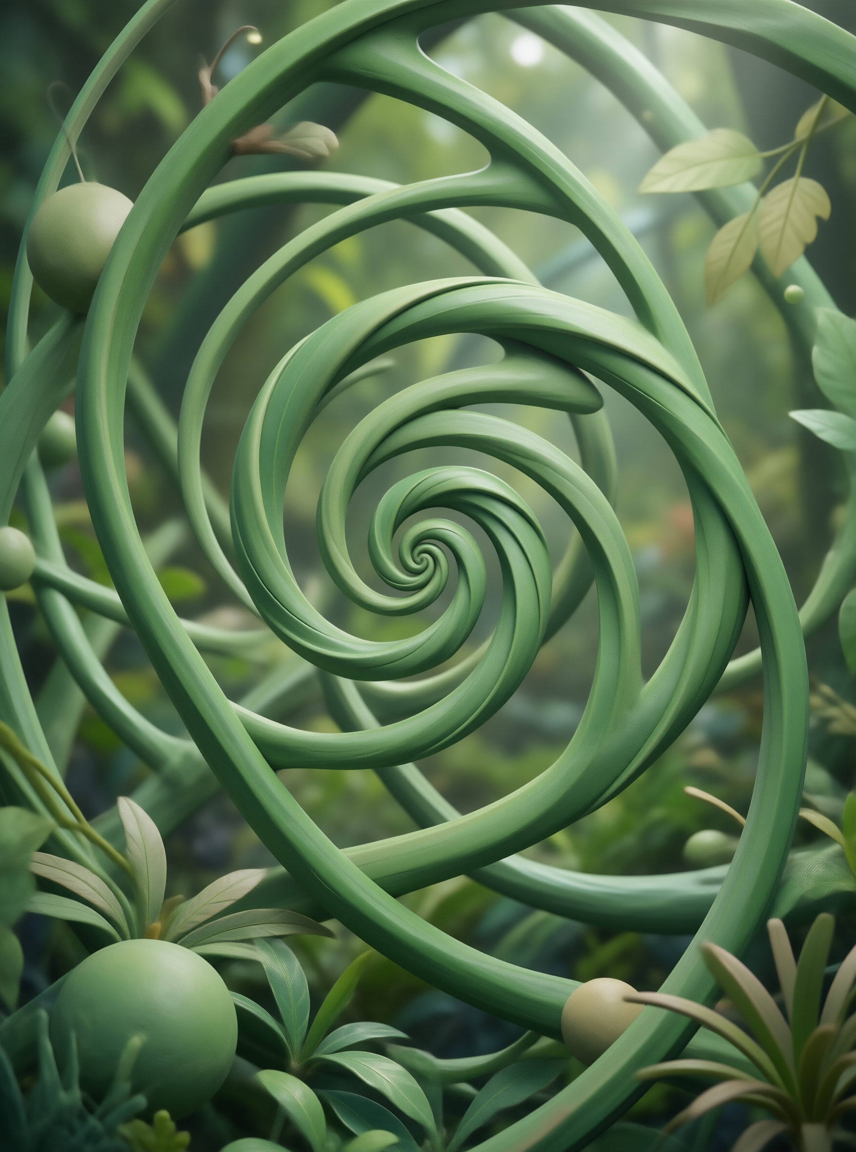 Green Spiral Botanical Structure