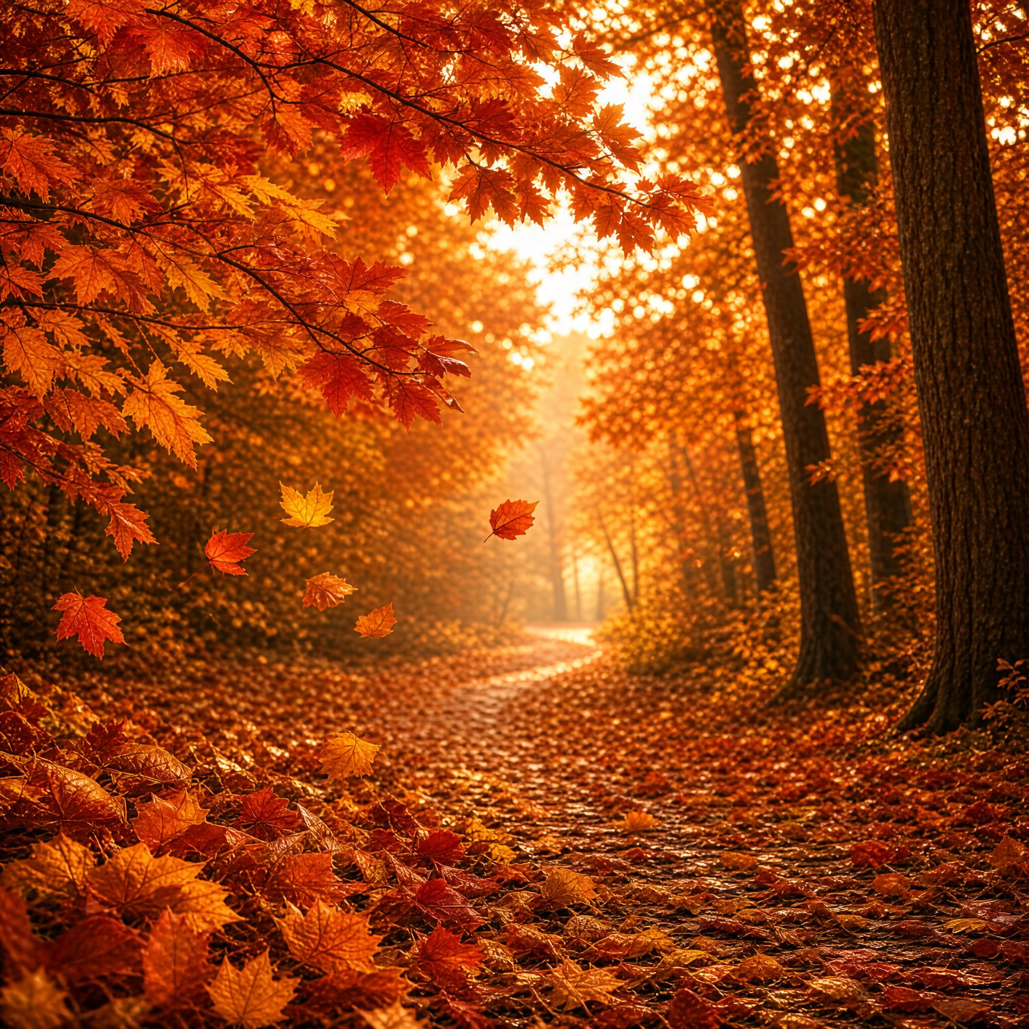 Golden Autumn Forest Path