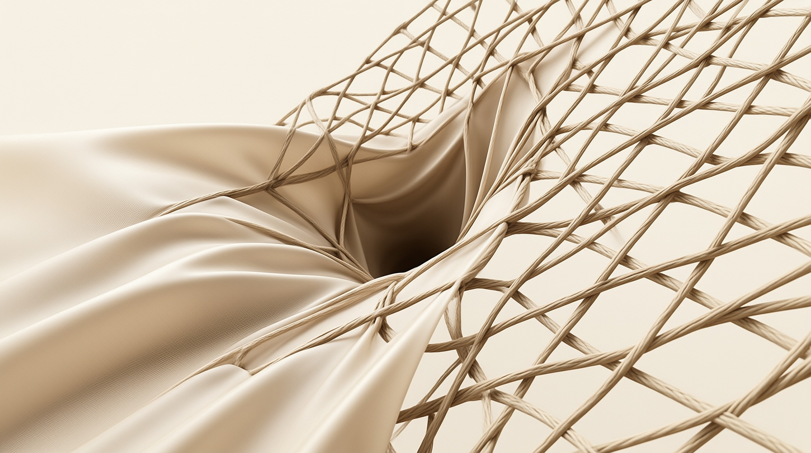 Beige Fabric on Wire Mesh