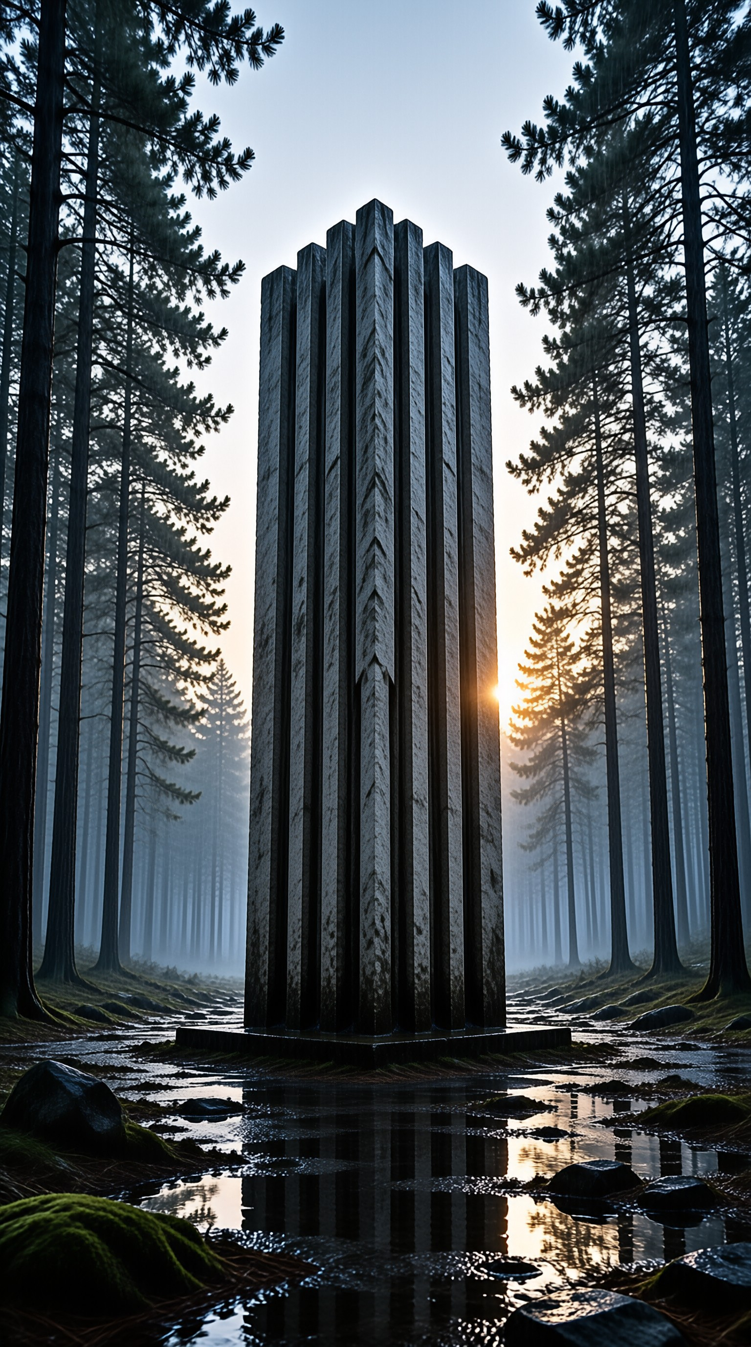 Mysterious Pillar in Forest