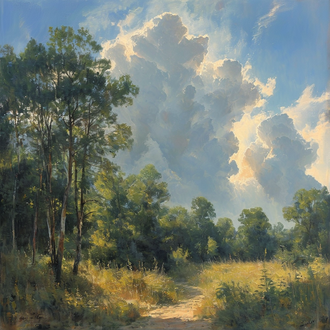 Forest Path Under Clouds