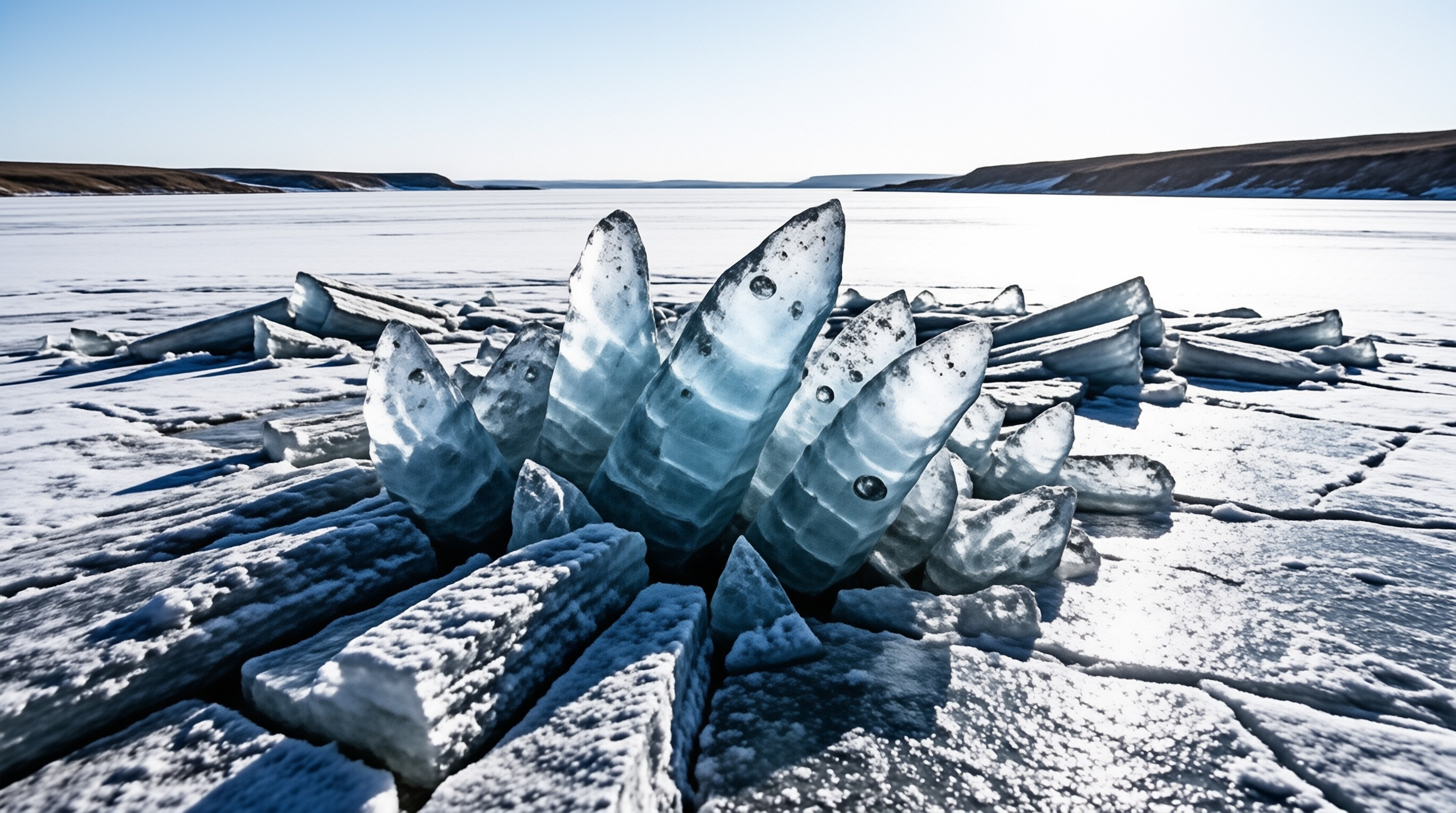 Frozen Lake Ice Spikes