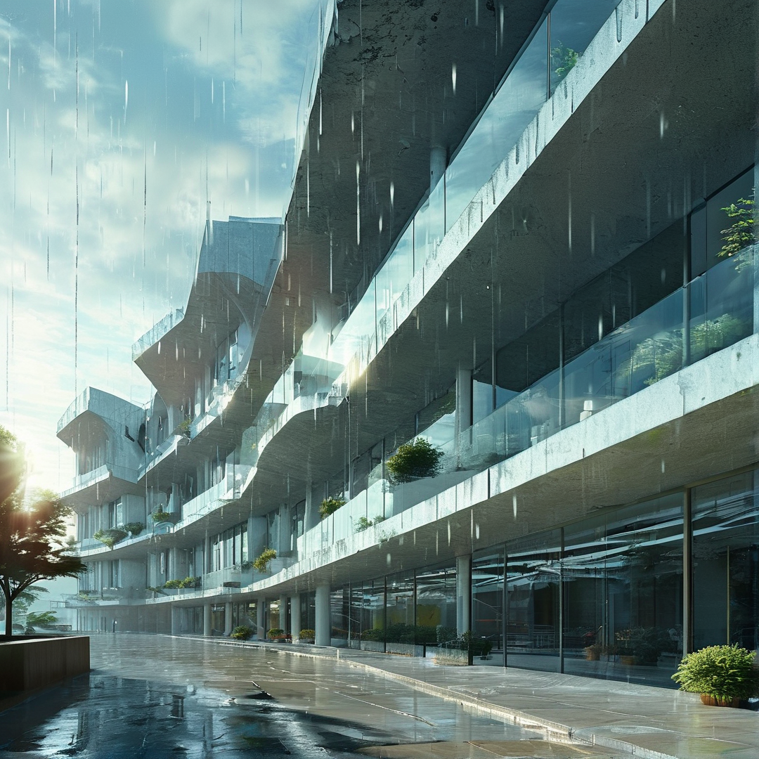 Rainy Modern Architecture