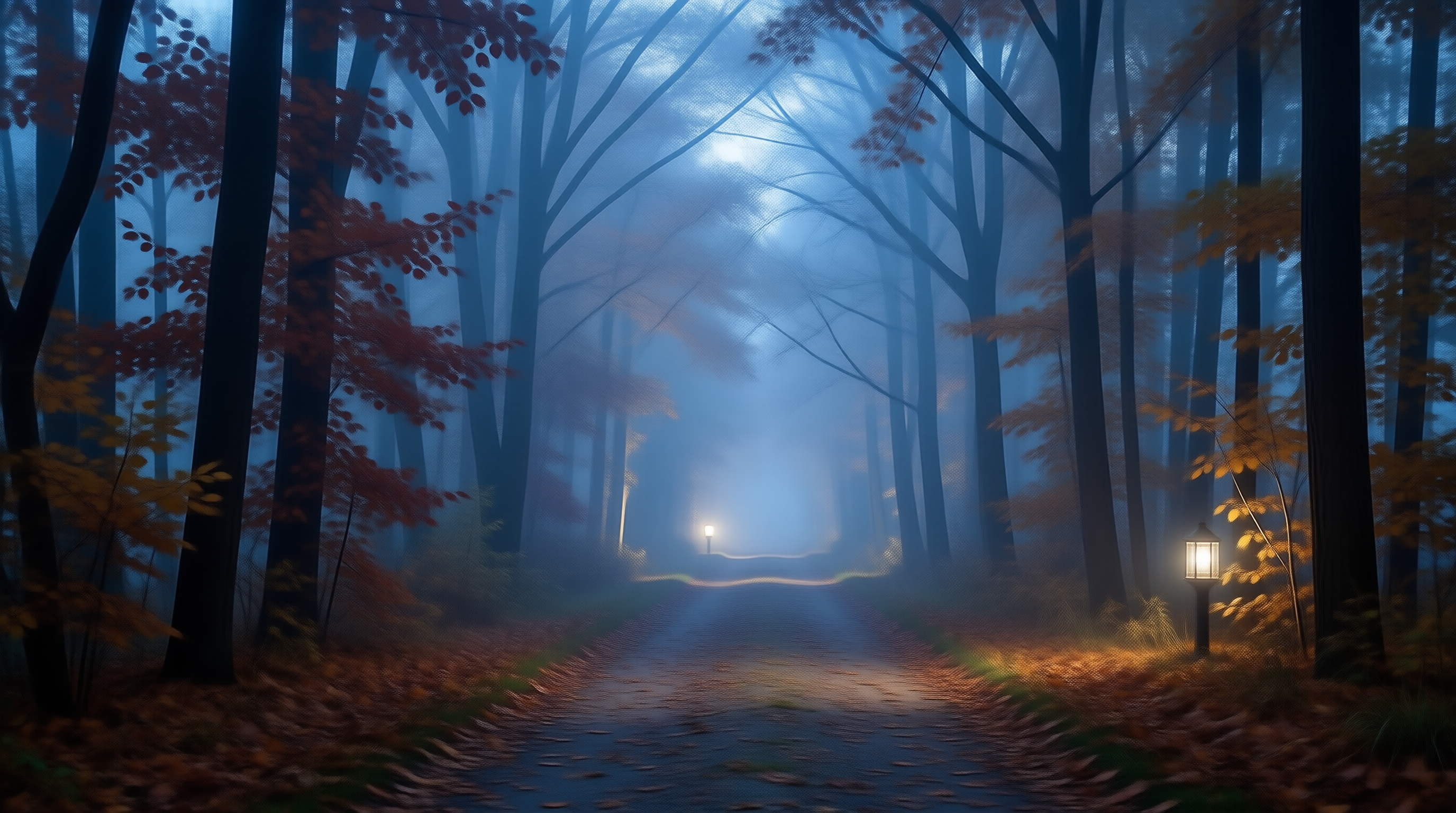Misty Autumn Forest Path