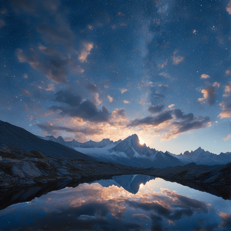 Mountain Lake Starry Sky