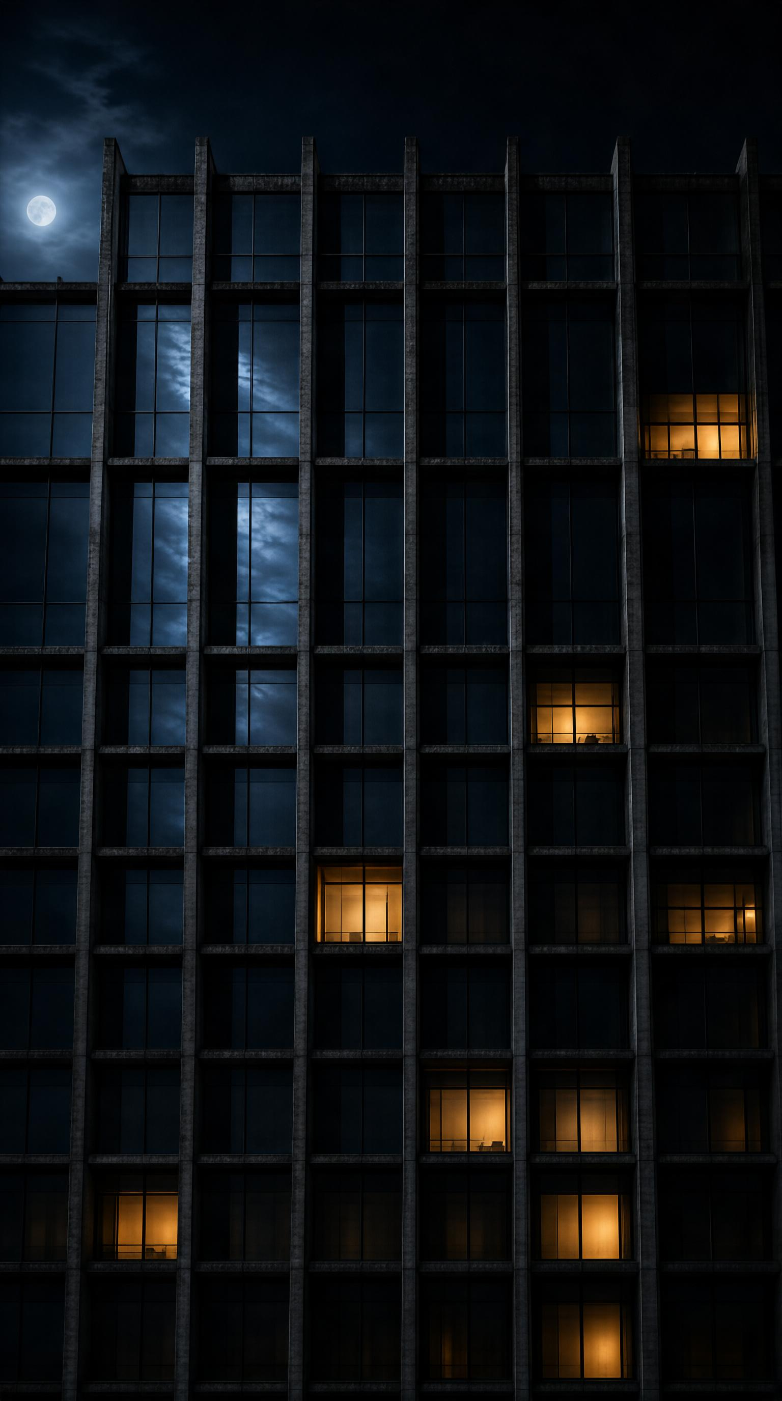 Night Building with Moon