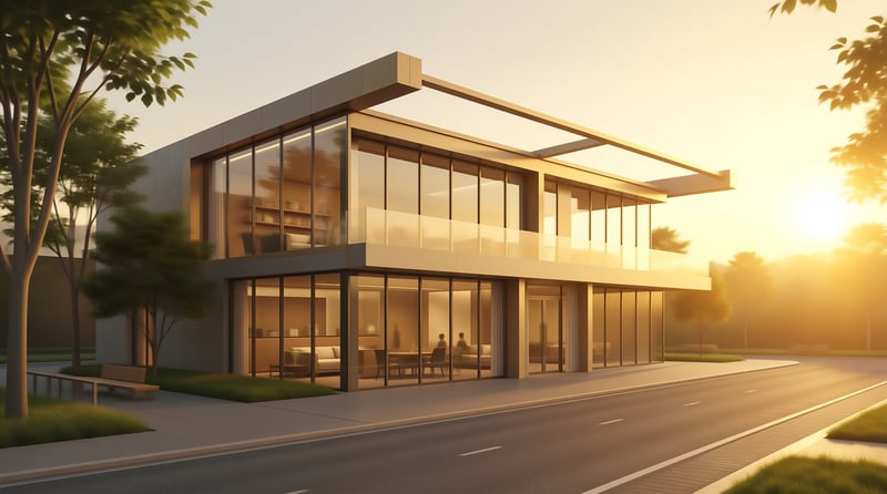 Modern House at Sunset