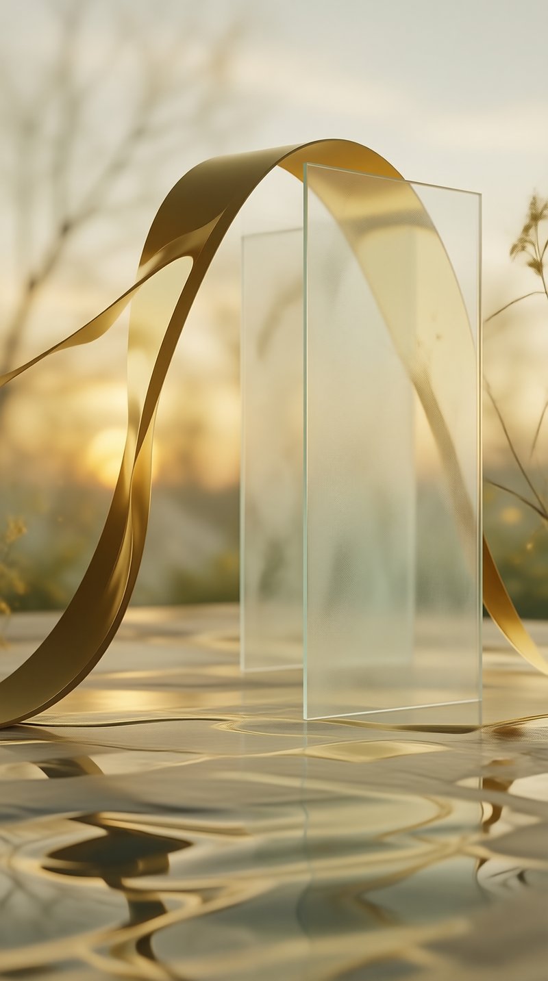 Gold Ribbon and Glass Blocks