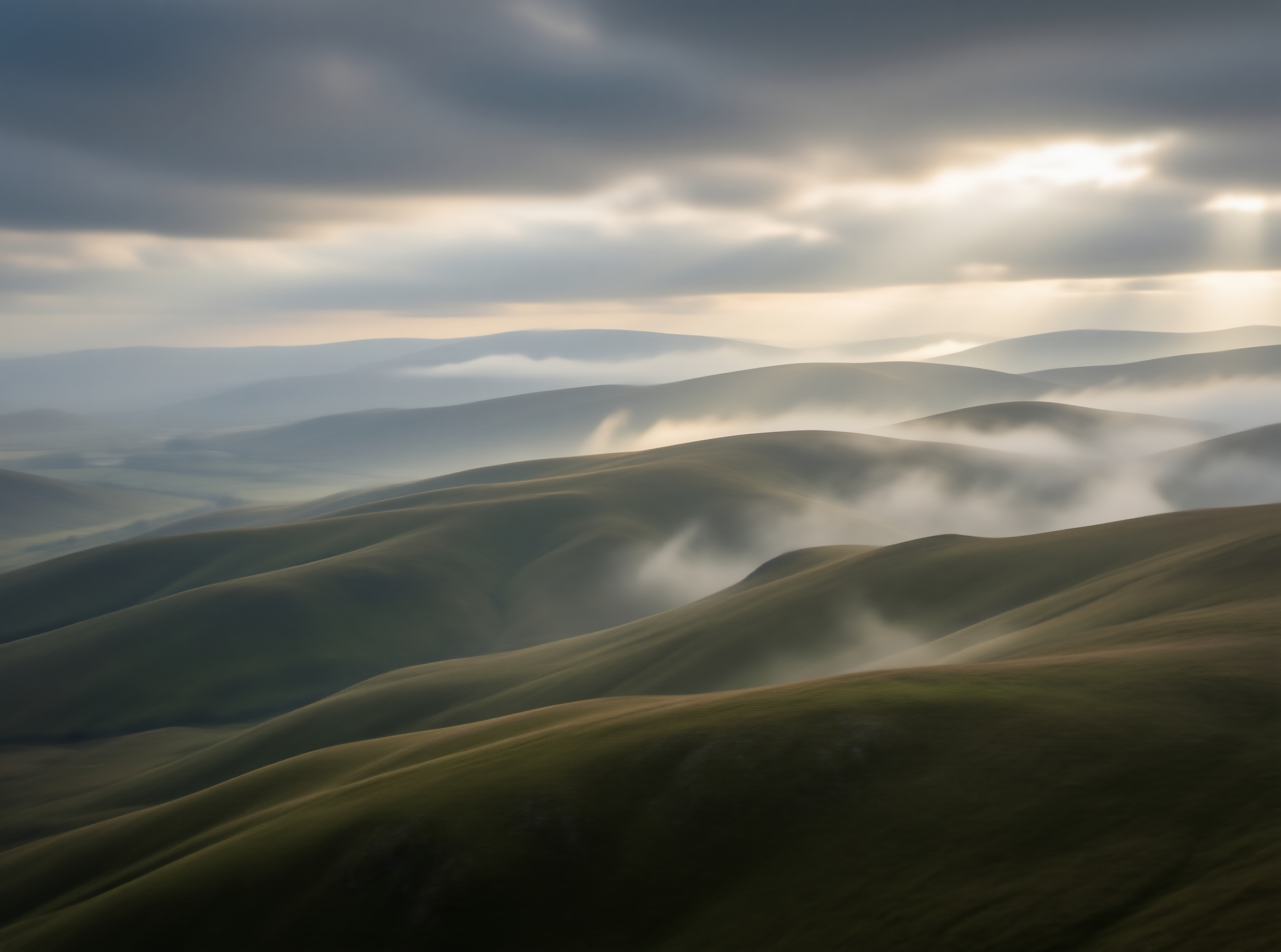 Misty Hills with Sunlight