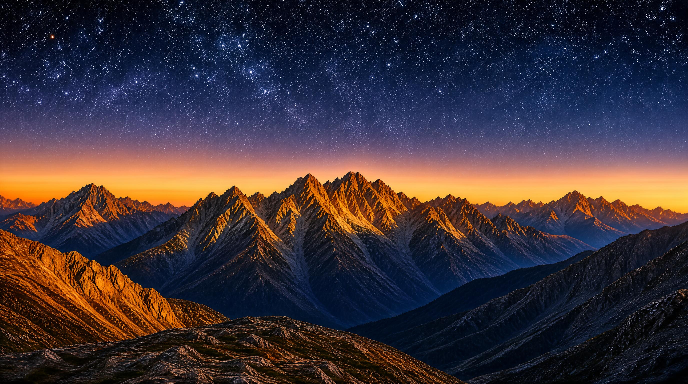 Starry Night Over Mountain Peaks