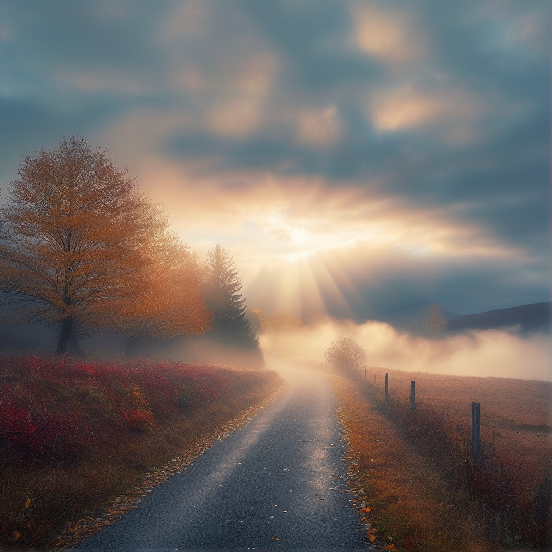 Misty Sunrise Road