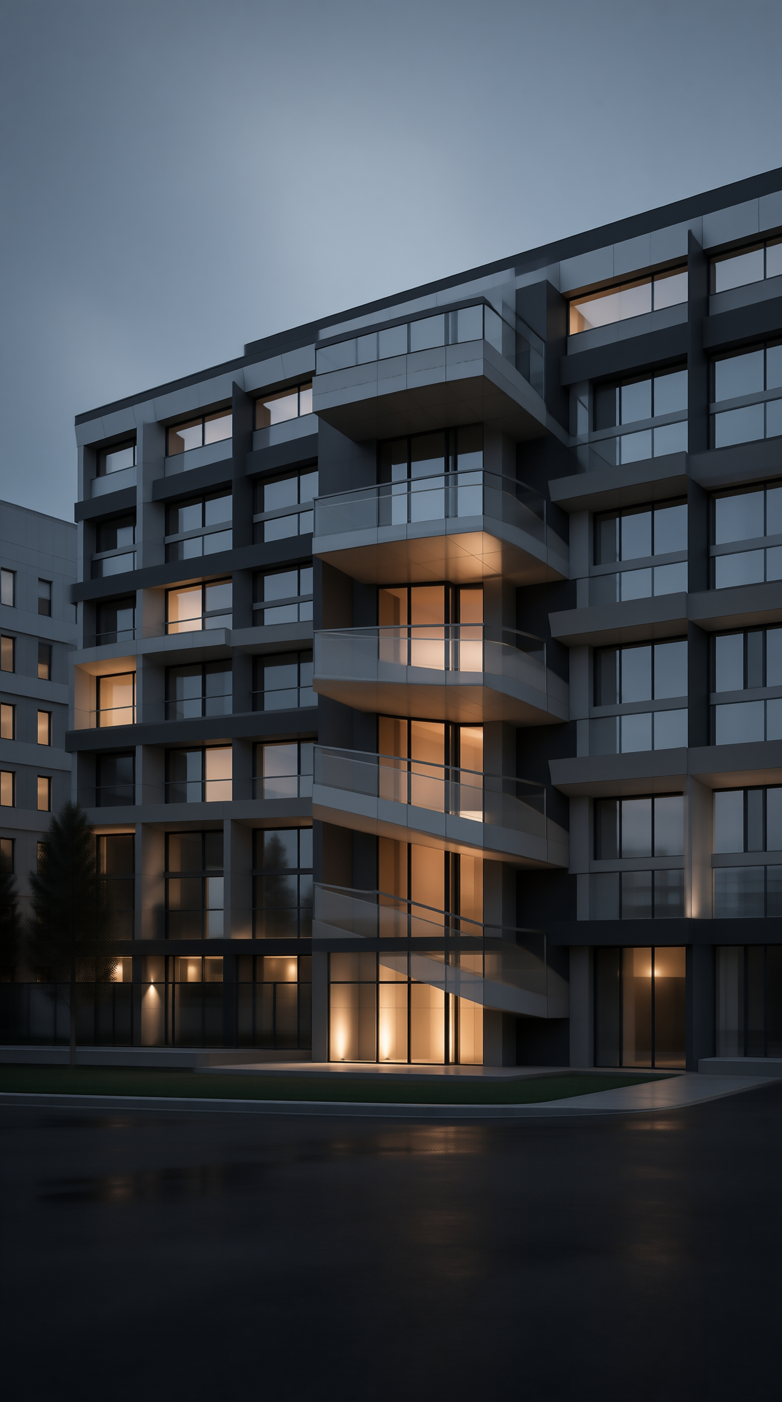 Modern Building at Dusk