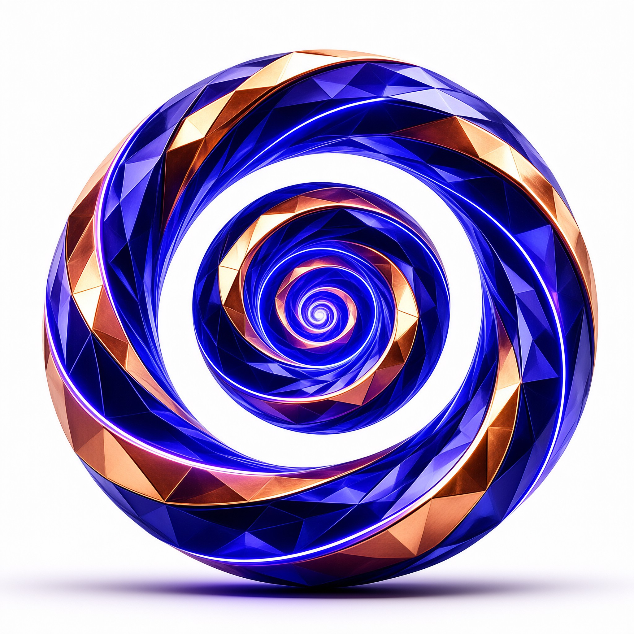 Cobalt Spiral Sphere — Faceted Study