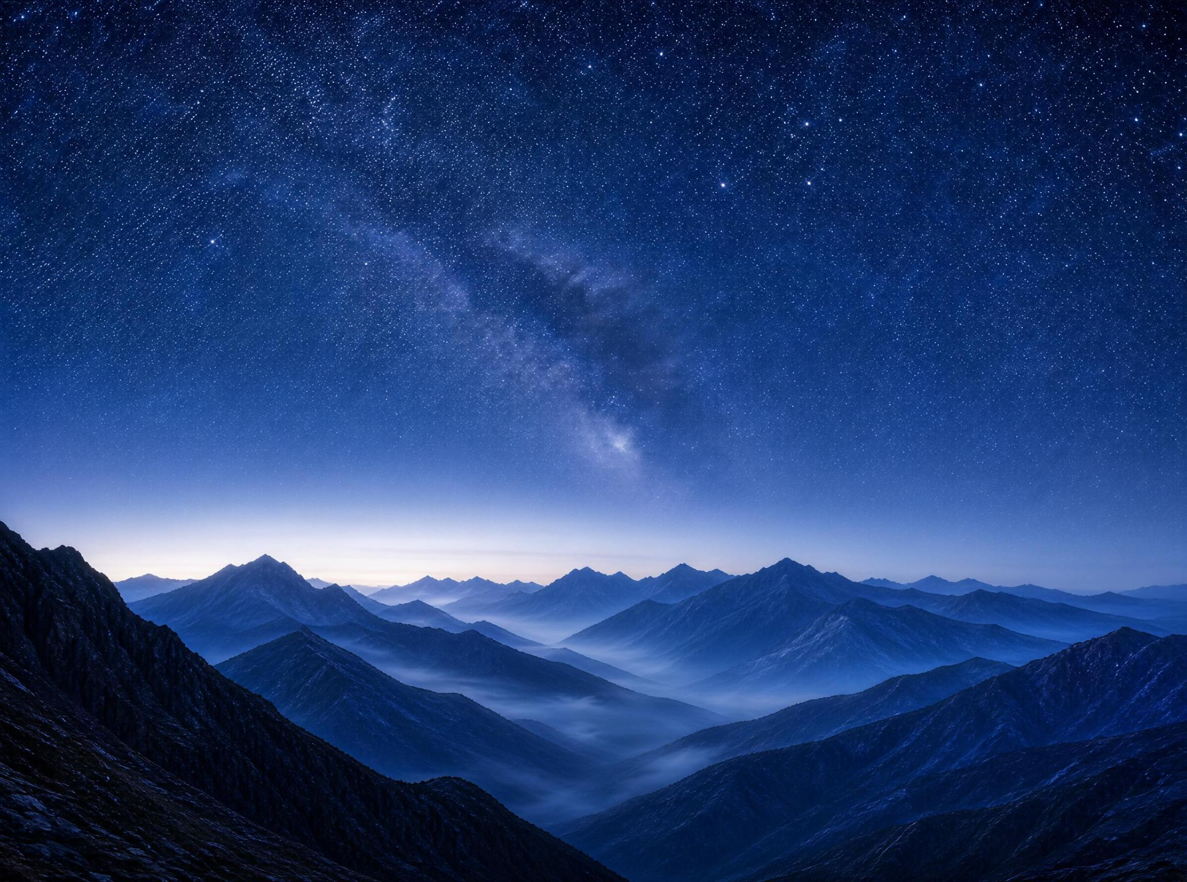 Milky Way Over Misty Mountains