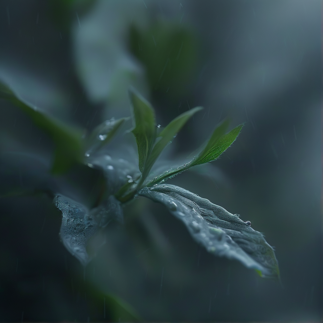 Close-Up of Rainy Leaves
