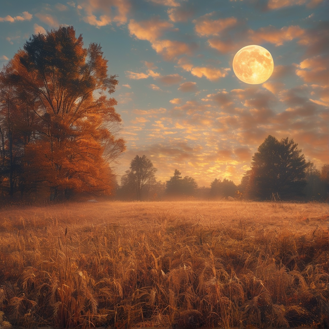 Golden Field Under Moonlit Sky