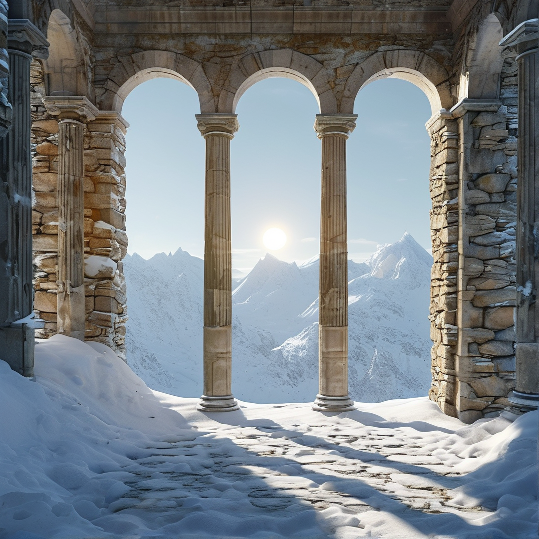 Snowy Mountain Stone Archway