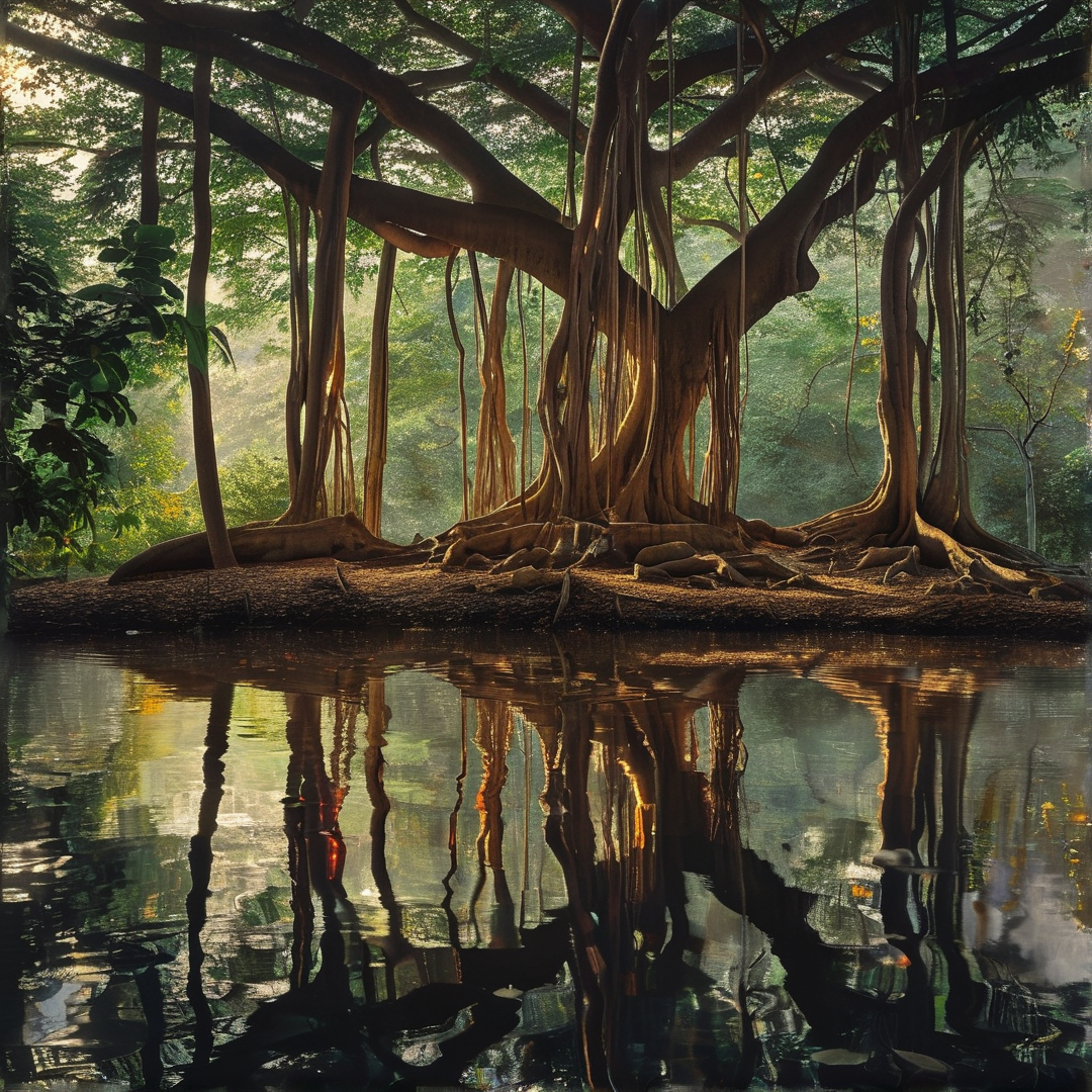 Ancient Banyan Tree Reflection