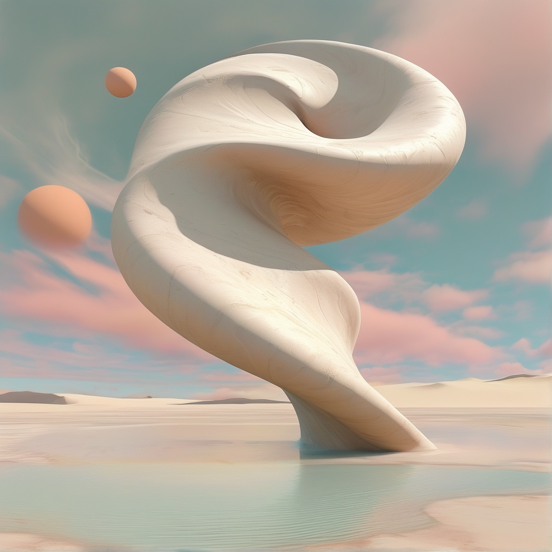 Surreal White Spiral Sculpture