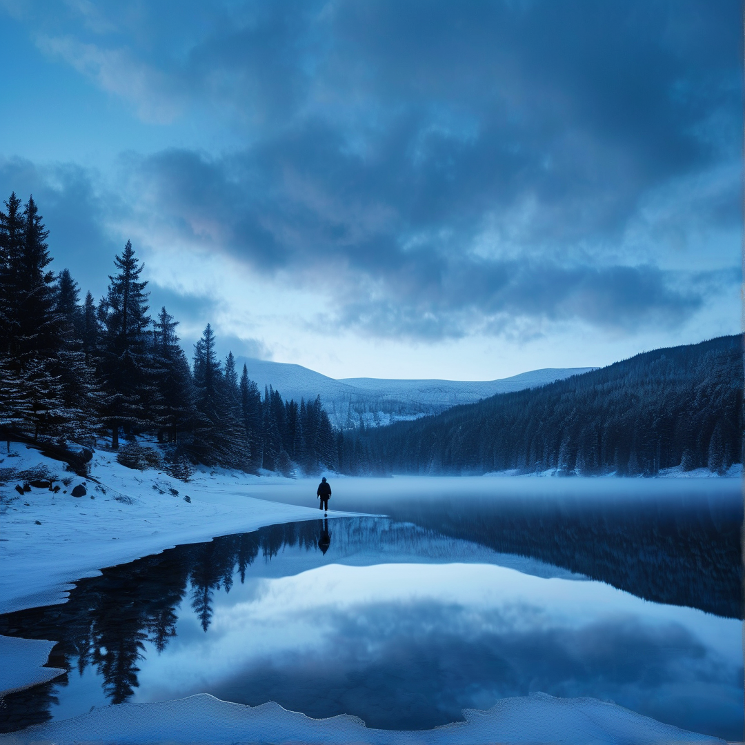 Solitary Walk in Snow