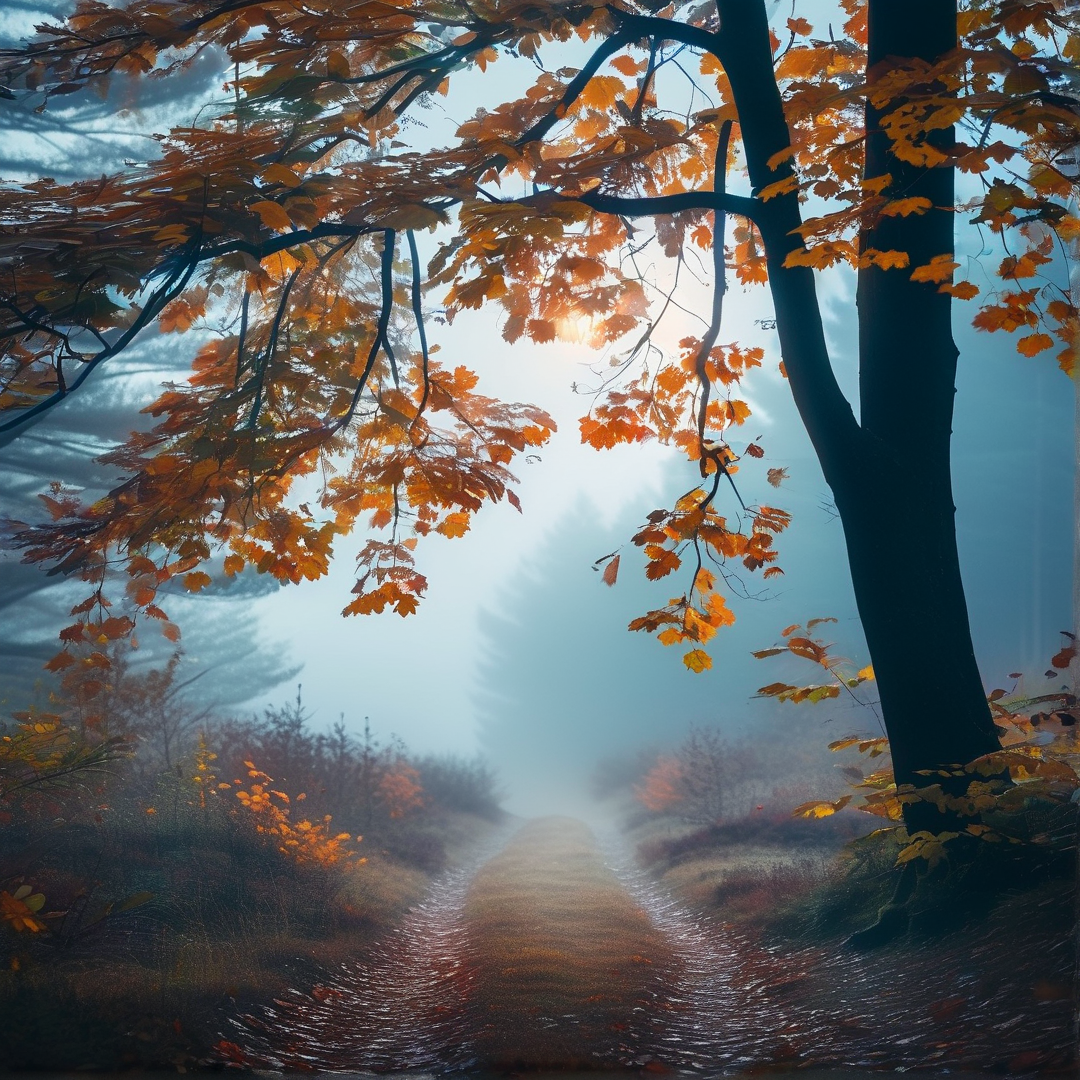 Misty Autumn Forest Path