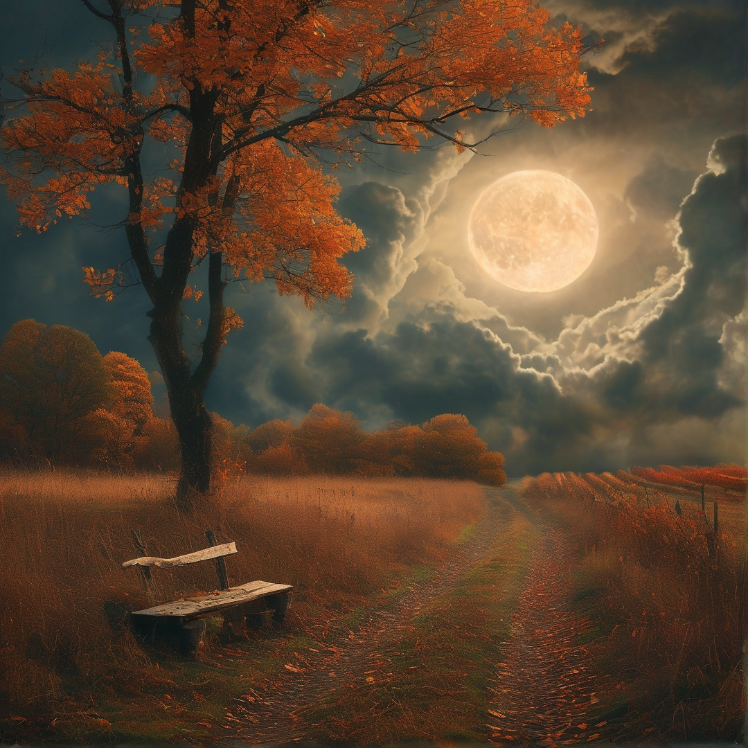 Autumn Night with Full Moon