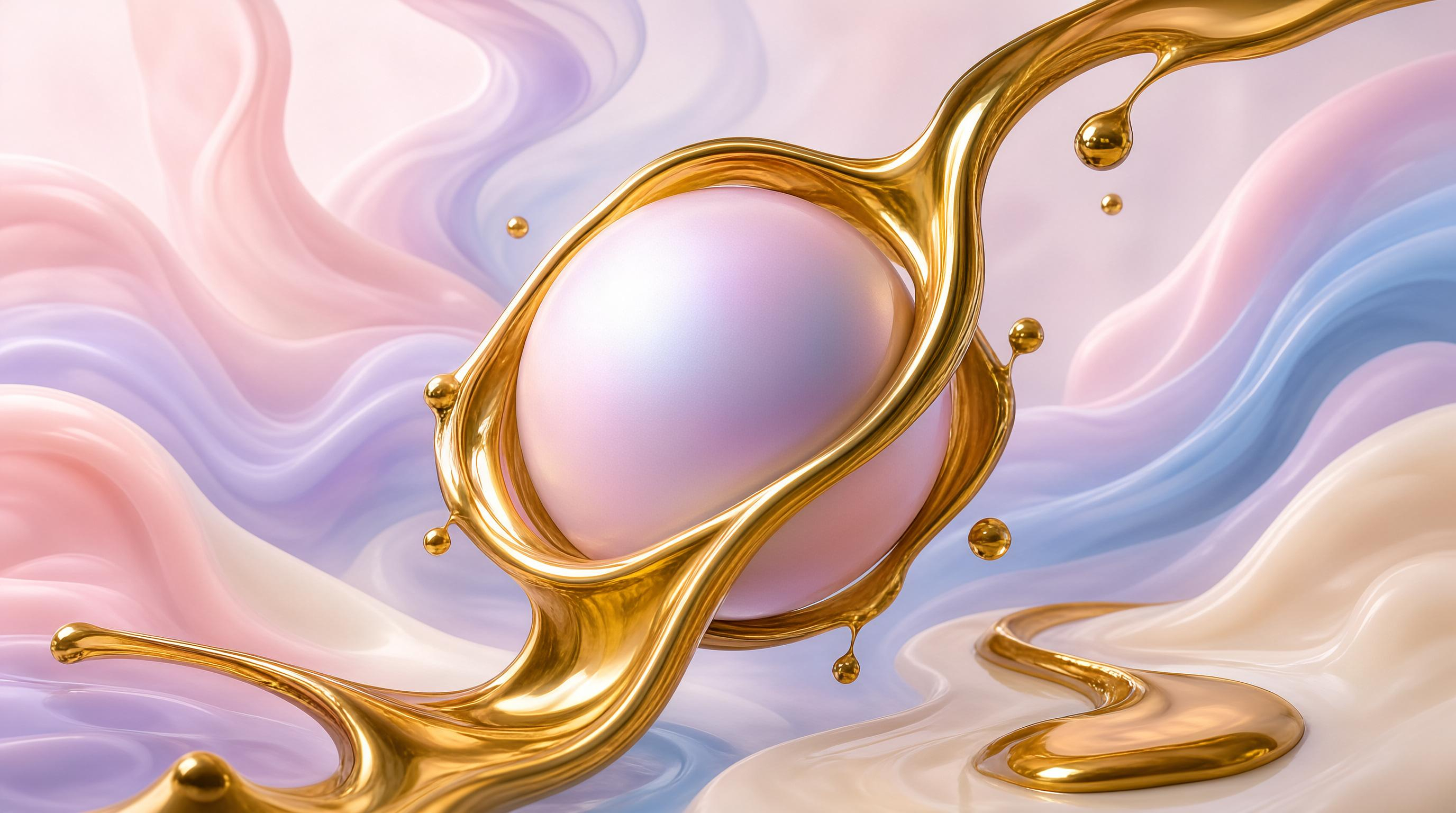 Abstract Gold Fluid Sphere