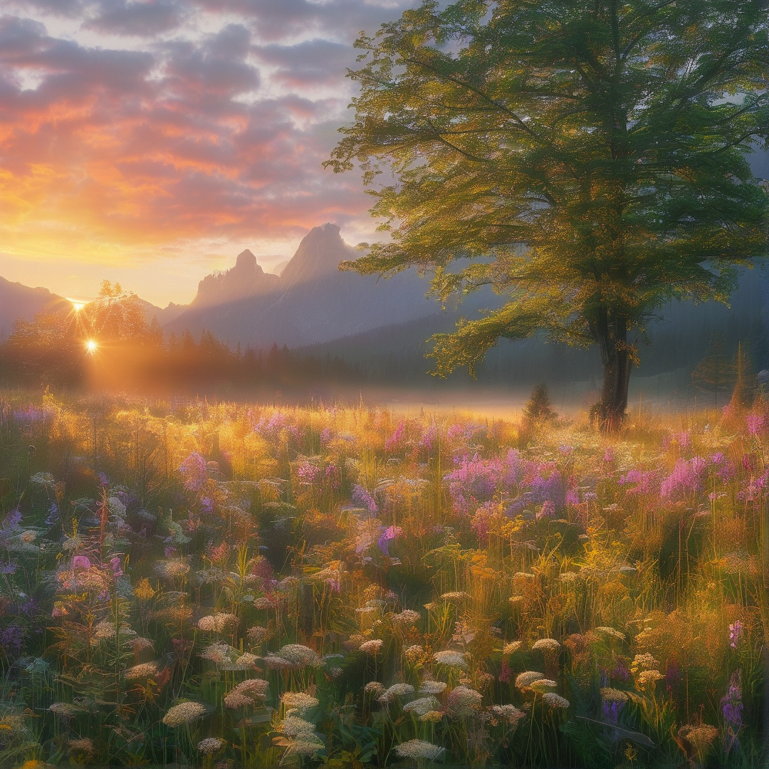 Wildflower Field at Sunrise