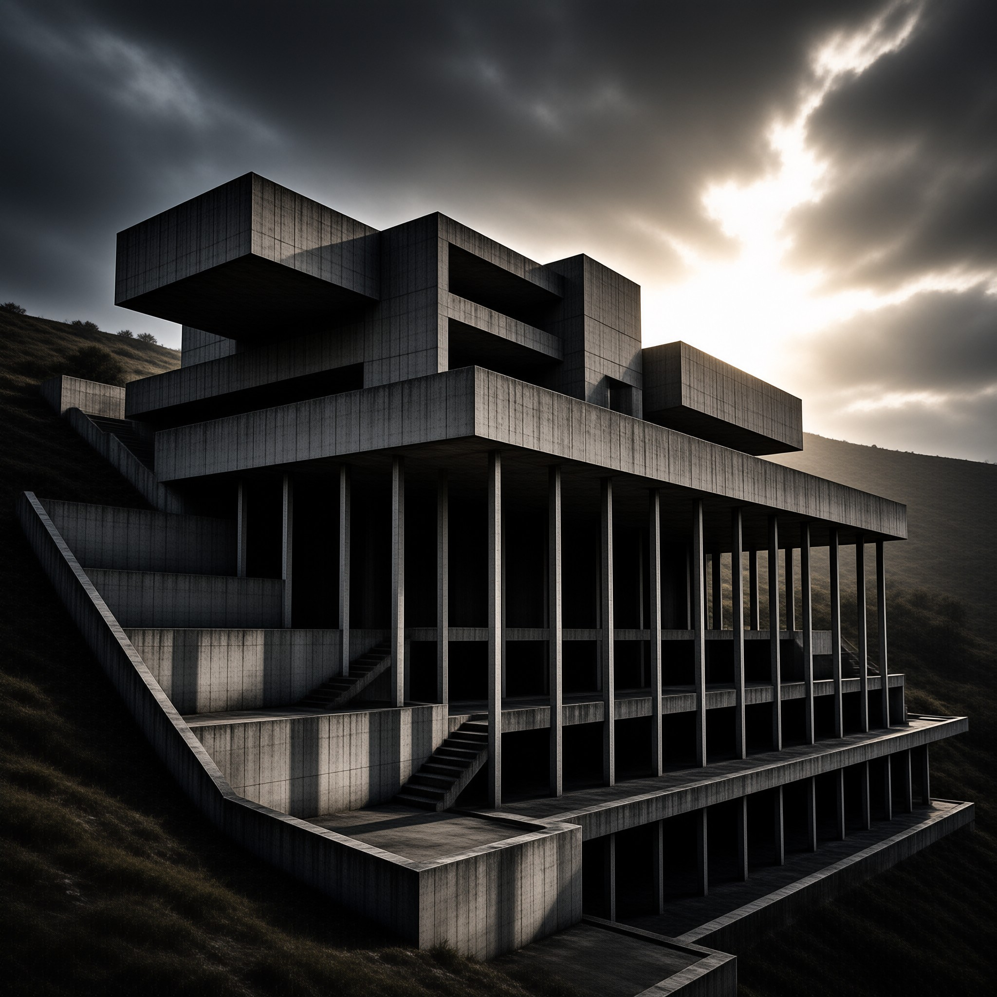 Brutalist Hillside Structure