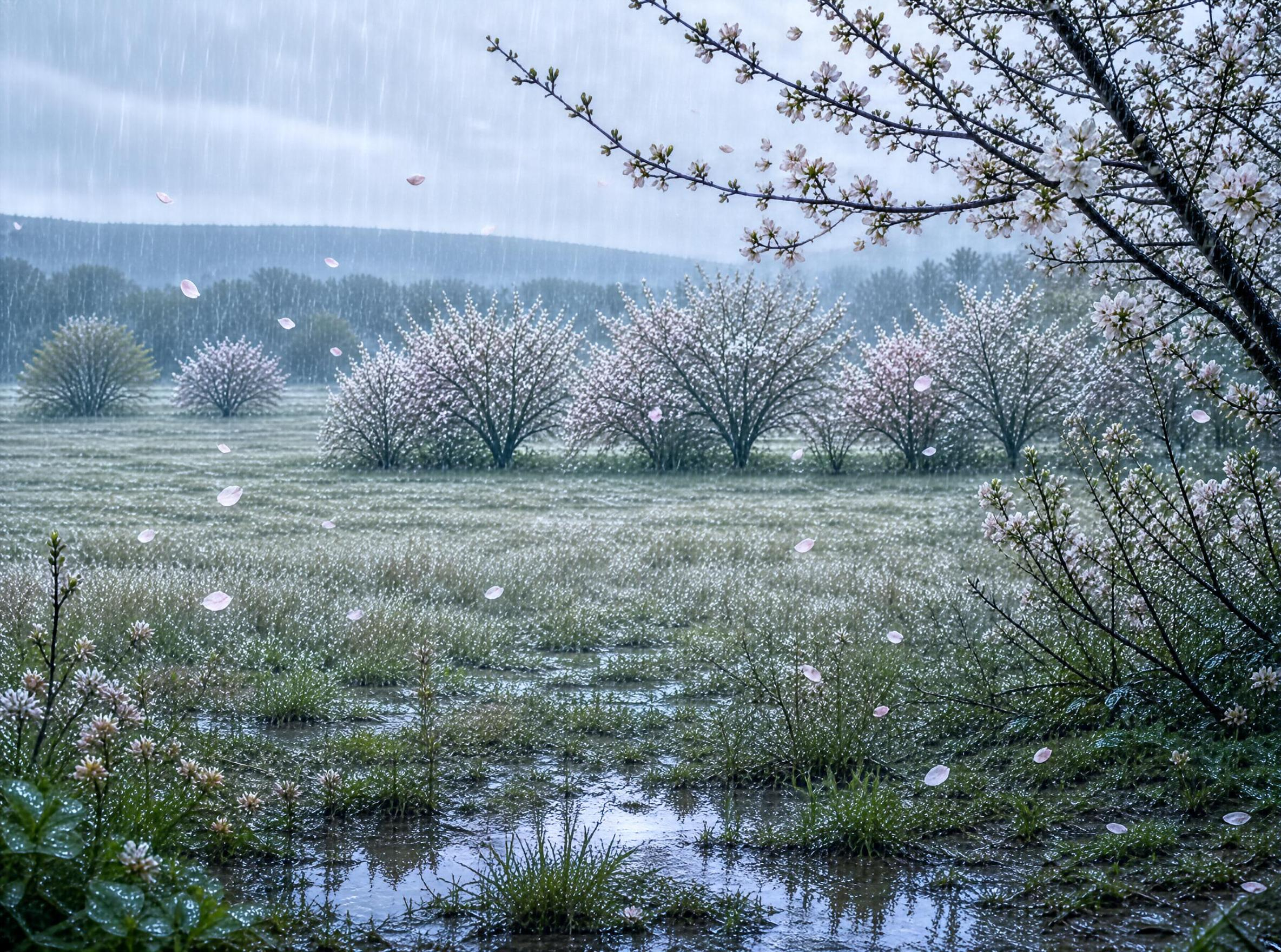 Rainy Blossom Field