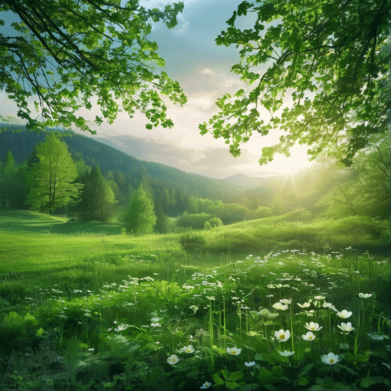 Sunlit Green Valley Landscape